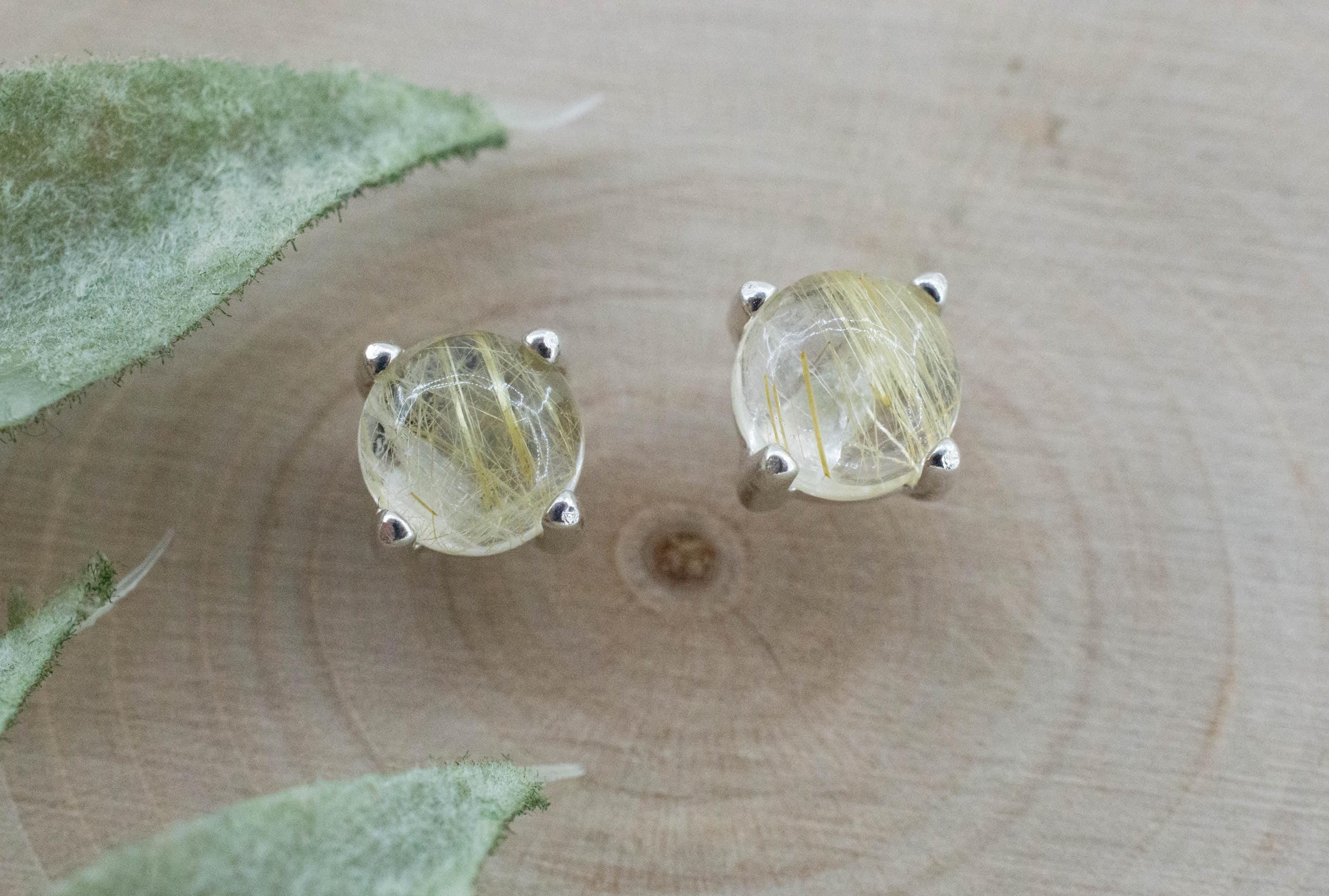 Rutilated Quartz Earrings; Genuine Untreated Brazil Rutile Quartz; 1.835cts - Mark Oliver Gems