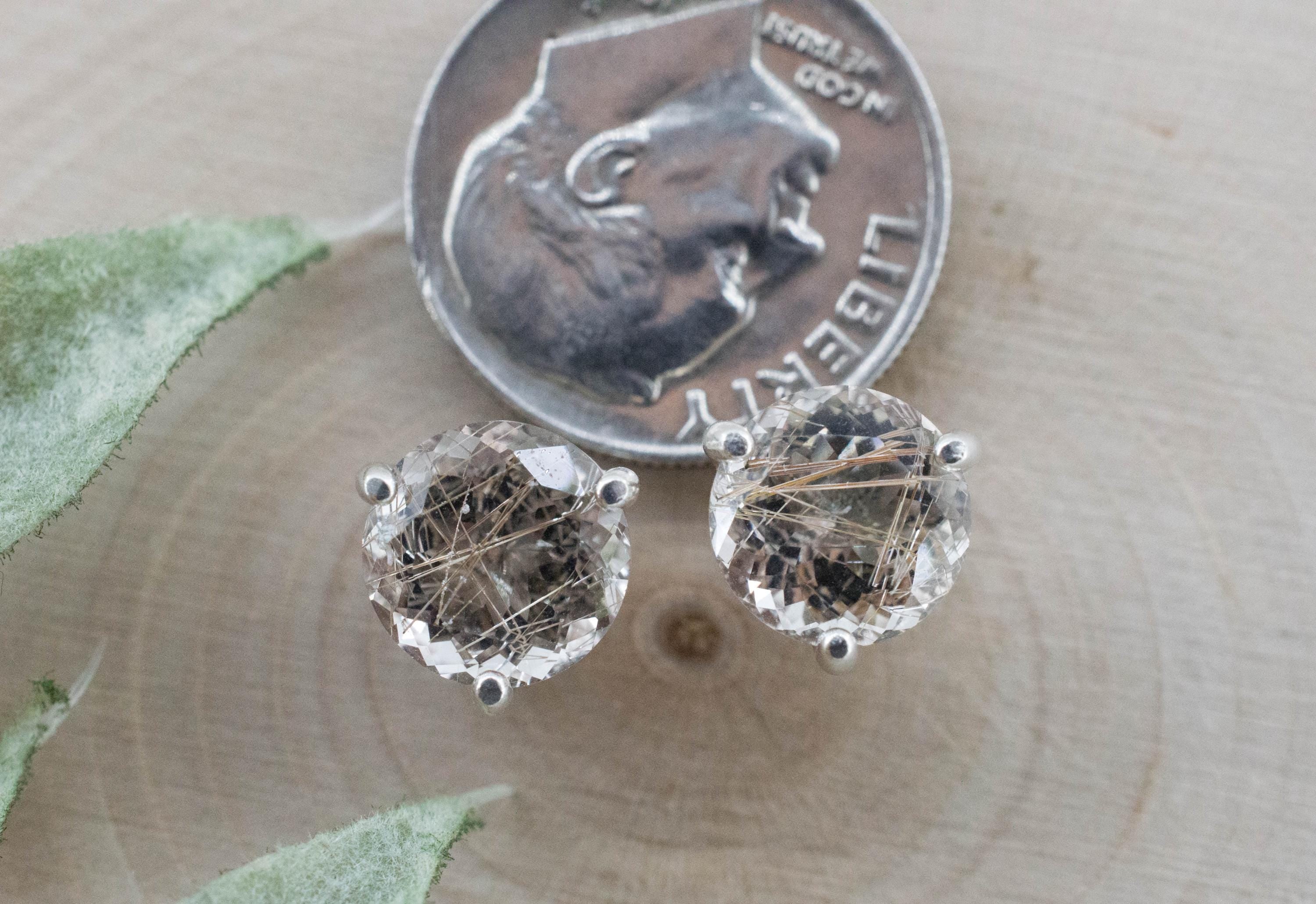 Rutilated Quartz Earrings; Genuine Untreated Brazil Rutile Quartz; 3.415cts - Mark Oliver Gems