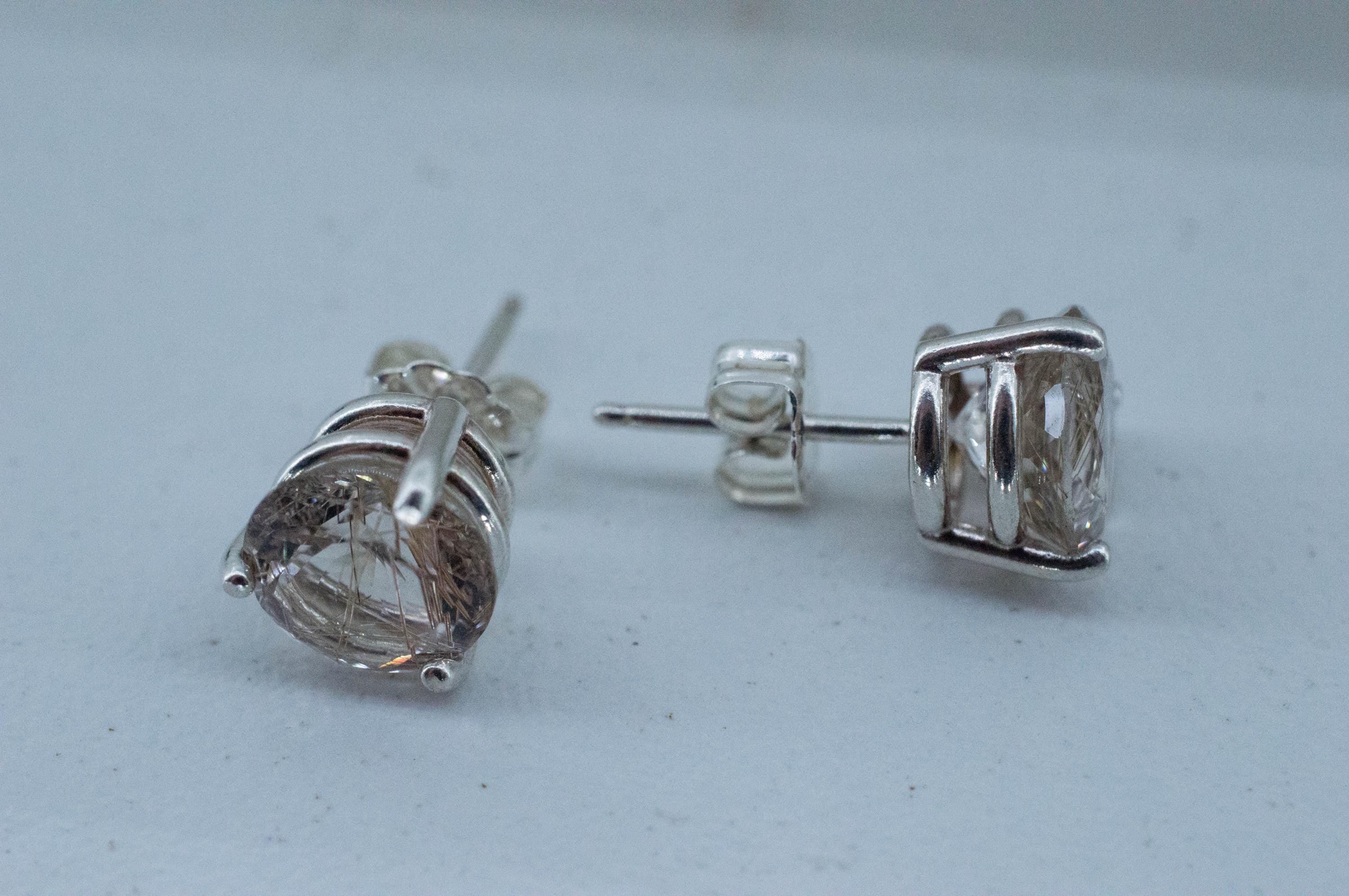 Rutilated Quartz Earrings; Genuine Untreated Brazil Rutile Quartz; 3.415cts - Mark Oliver Gems