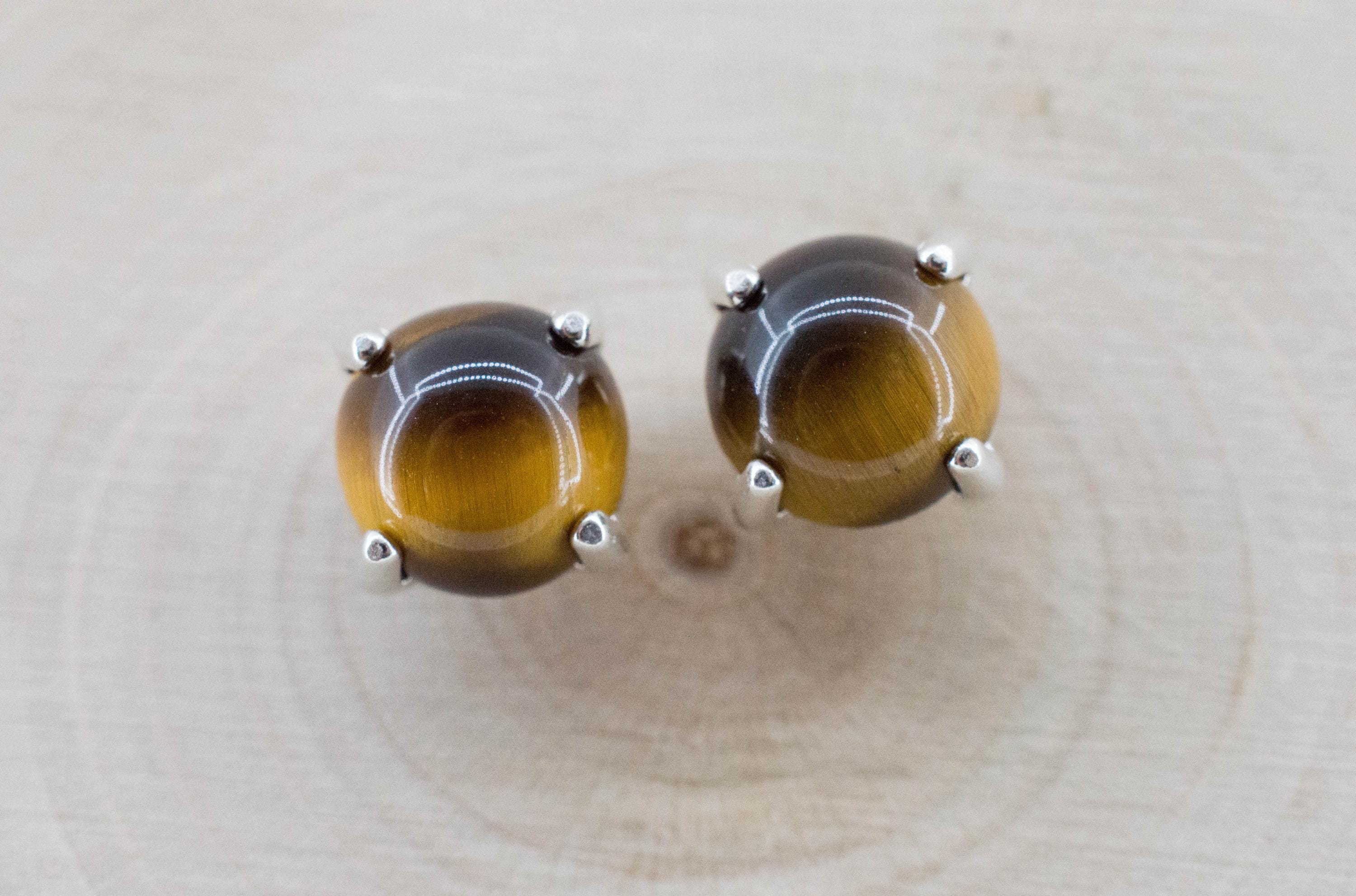 Tiger's Eye Earrings; Natural Untreated Thailand Tiger Eye; 3.250cts - Mark Oliver Gems