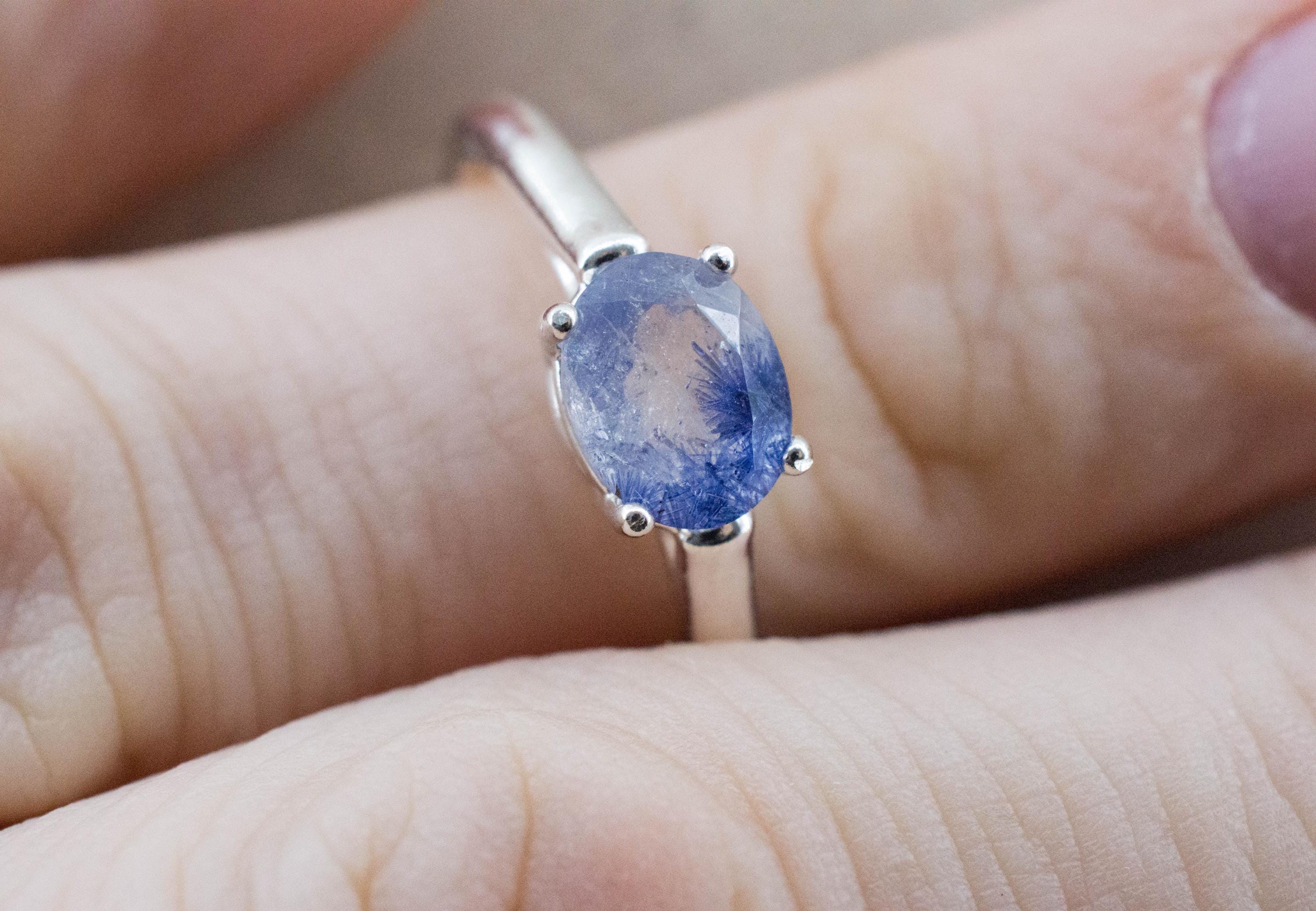 Dumortierite Quartz Ring; Natural Untreated Brazil Dumortierite; 1.260cts - Mark Oliver Gems