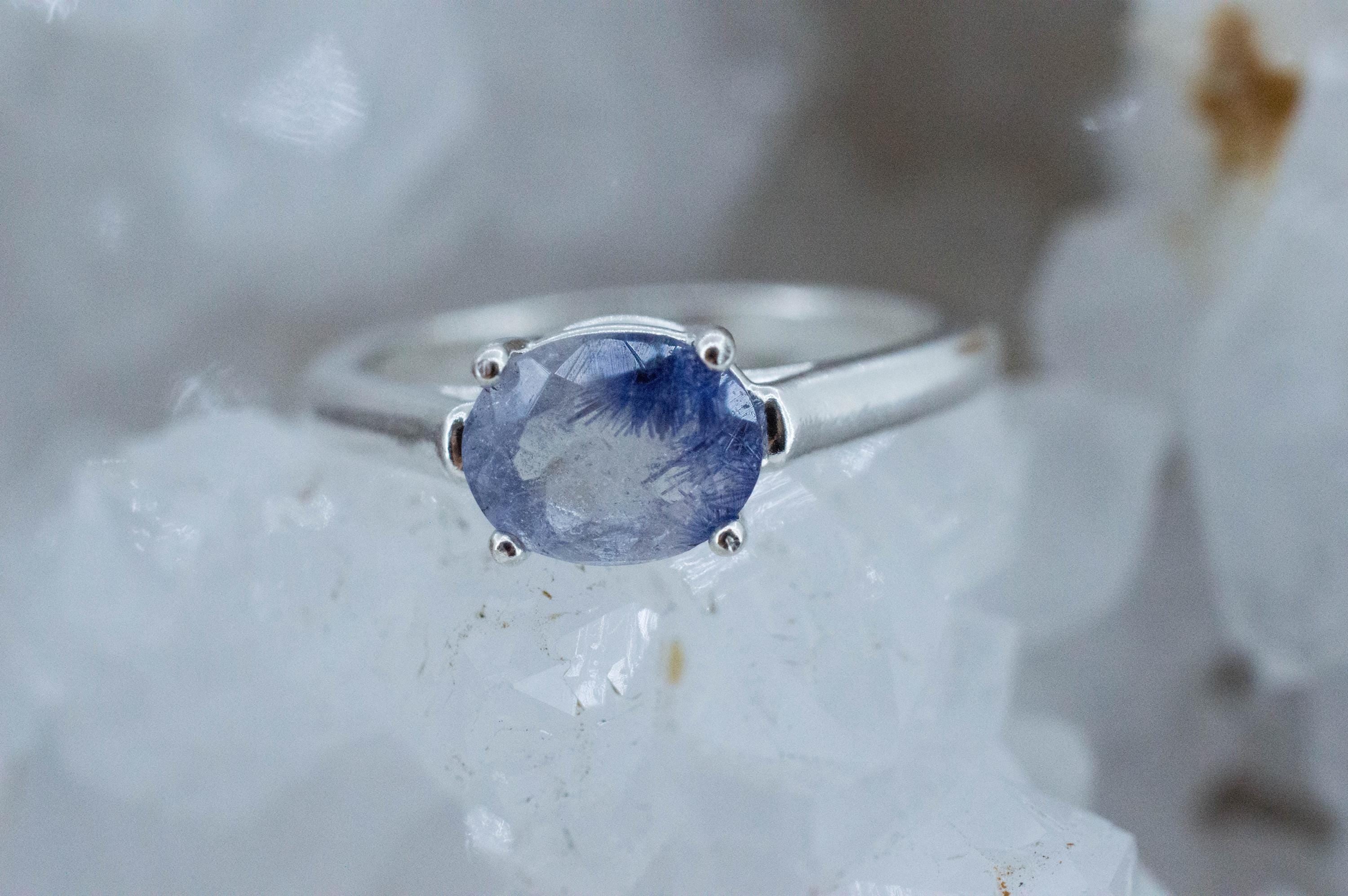 Dumortierite Quartz Ring; Natural Untreated Brazil Dumortierite; 1.260cts - Mark Oliver Gems