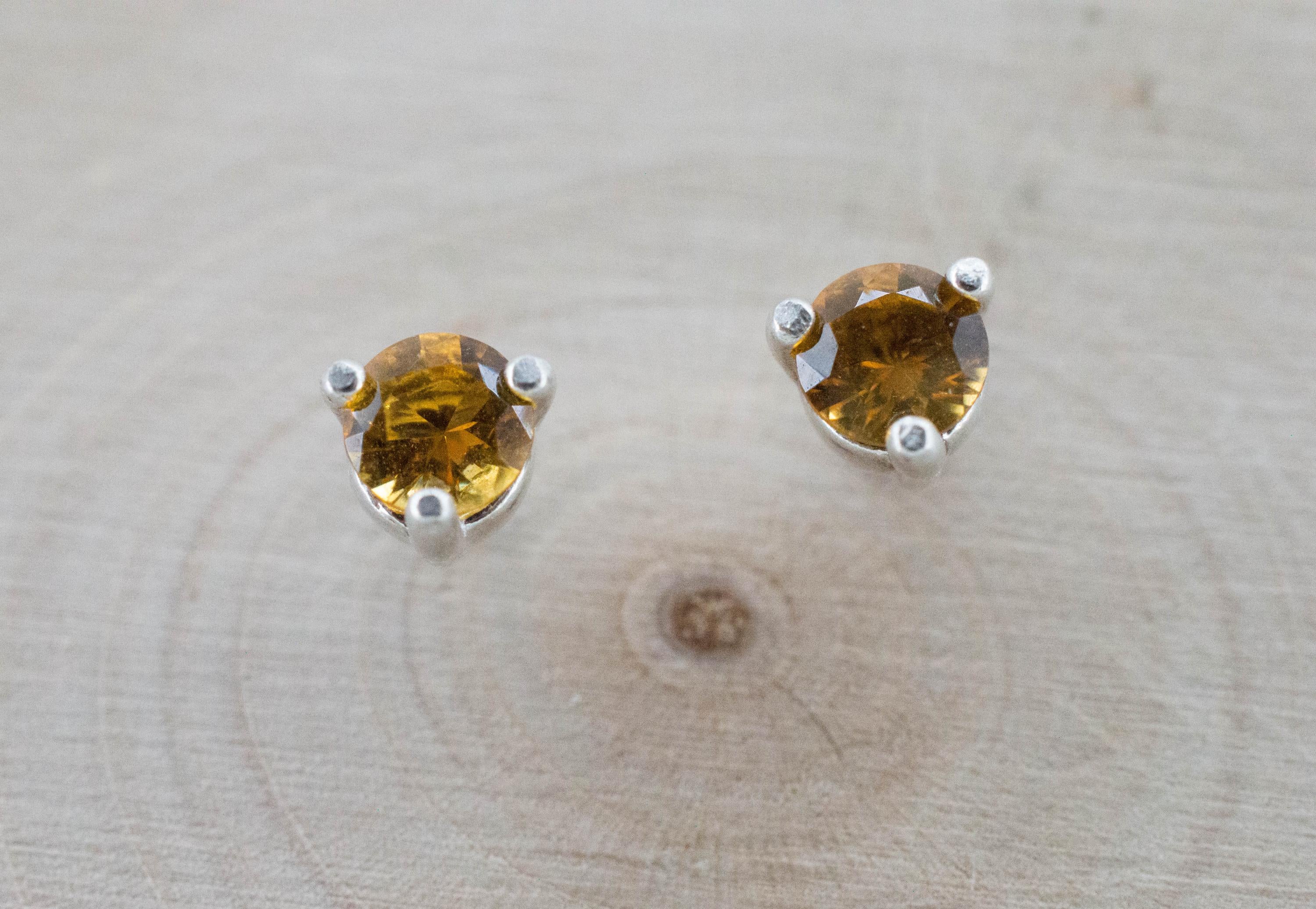 Citrine Earrings; Natural Untreated Uruguay Citrine; 0.365cts - Mark Oliver Gems