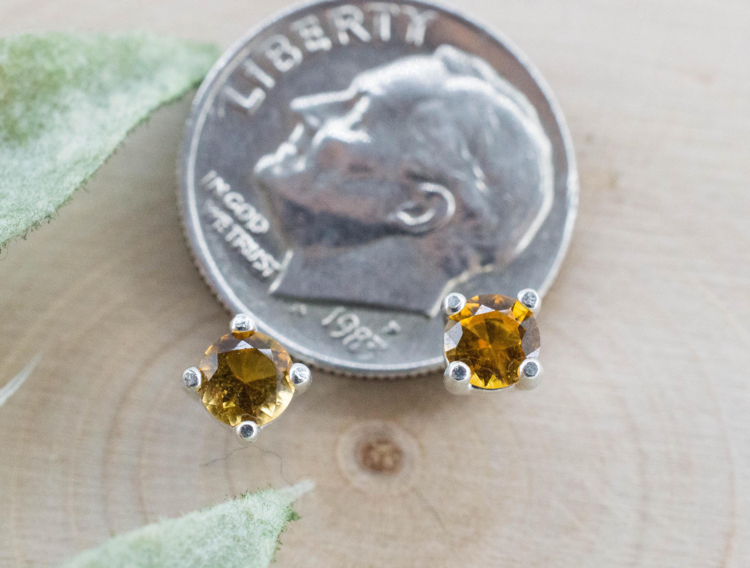 Citrine Earrings; Natural Untreated Uruguay Citrine; 0.375cts - Mark Oliver Gems