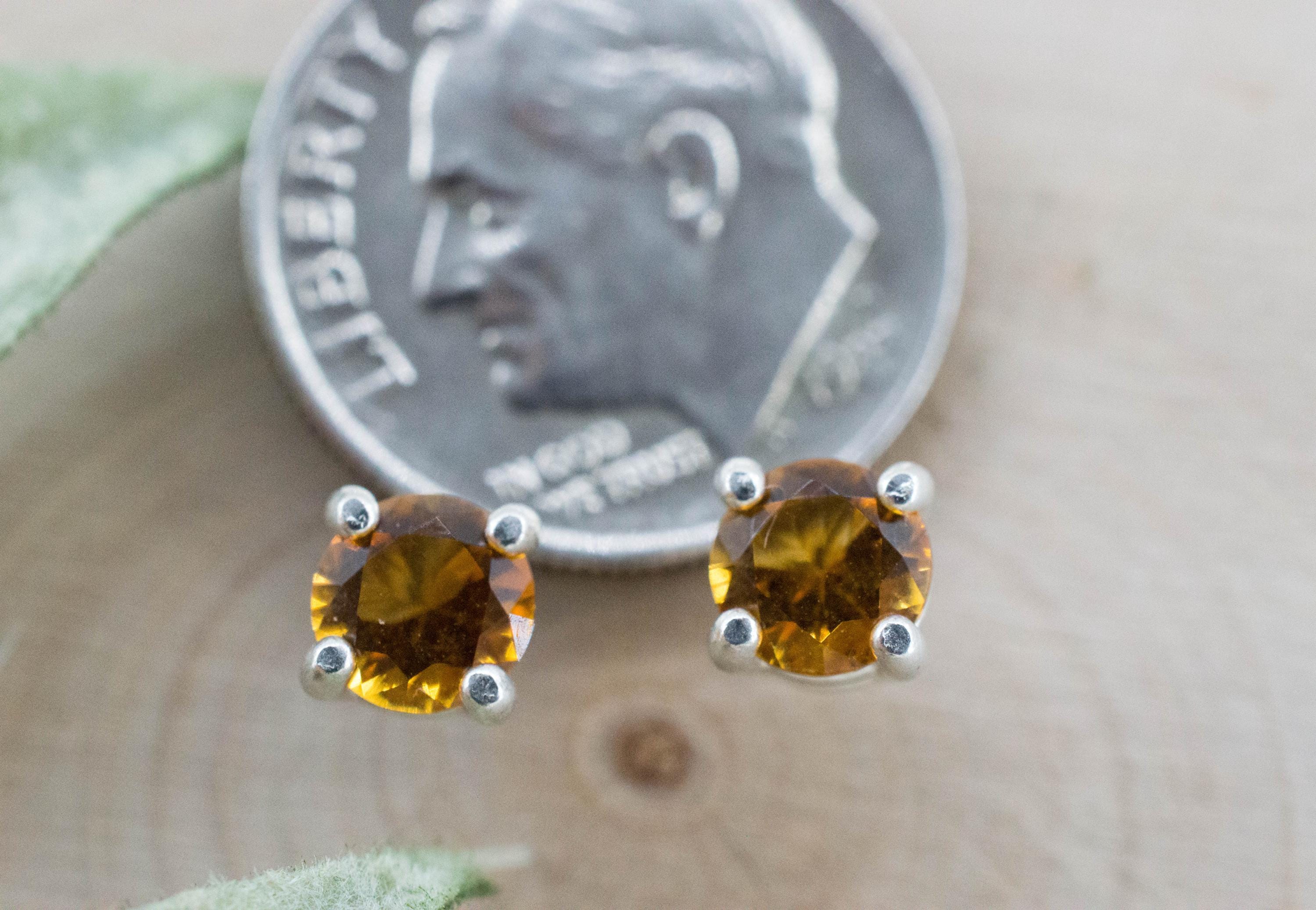 Citrine Earrings; Natural Untreated Uruguay Citrine; 0.740cts - Mark Oliver Gems