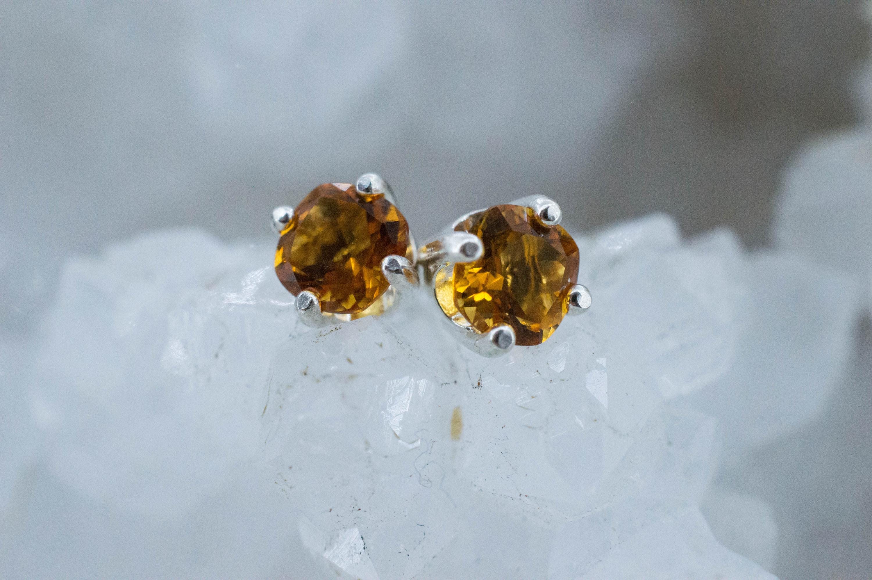 Citrine Earrings; Natural Untreated Uruguay Citrine; 0.935cts - Mark Oliver Gems
