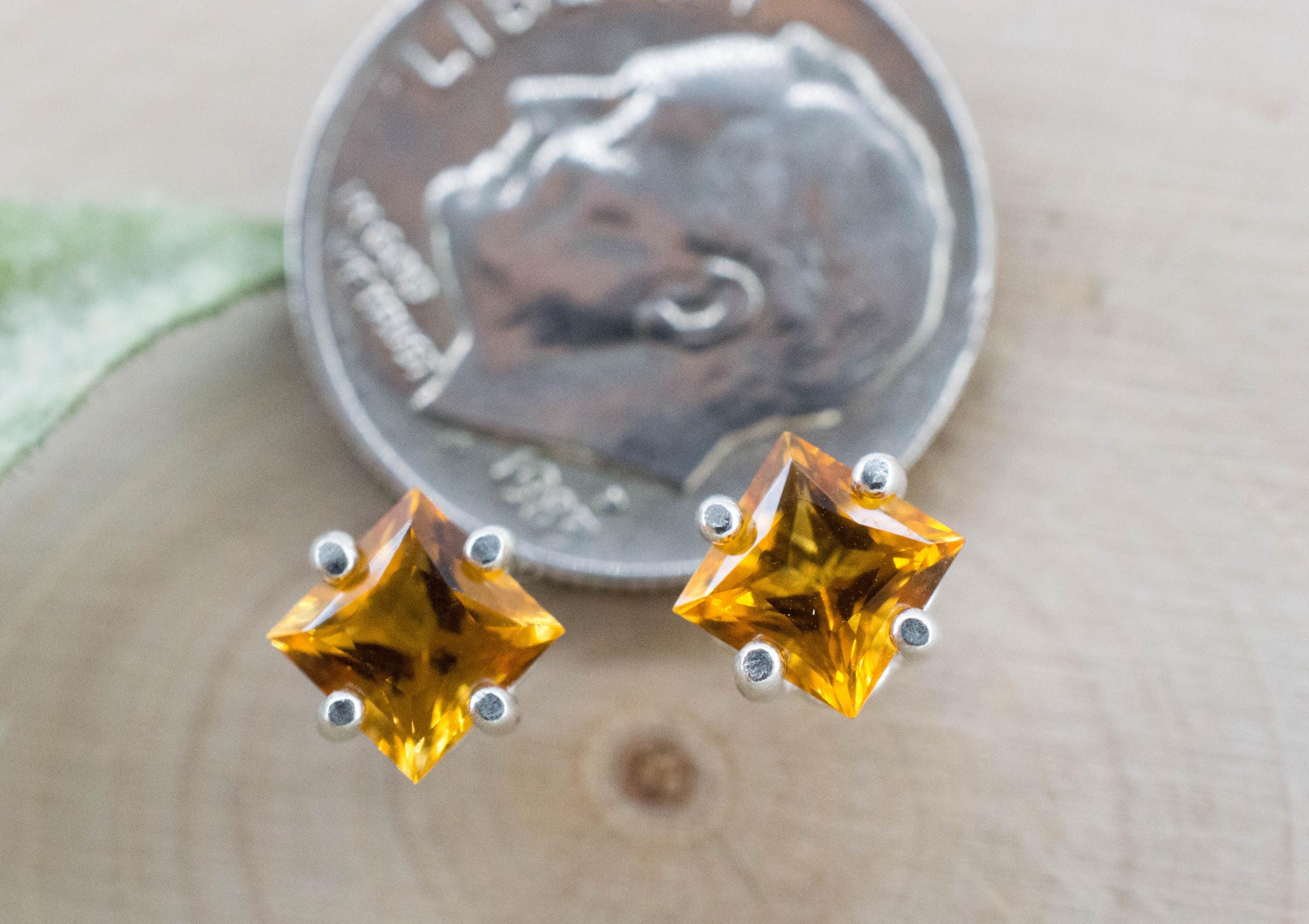 Citrine Earrings; Natural Untreated Uruguay Citrine; 1.145cts - Mark Oliver Gems