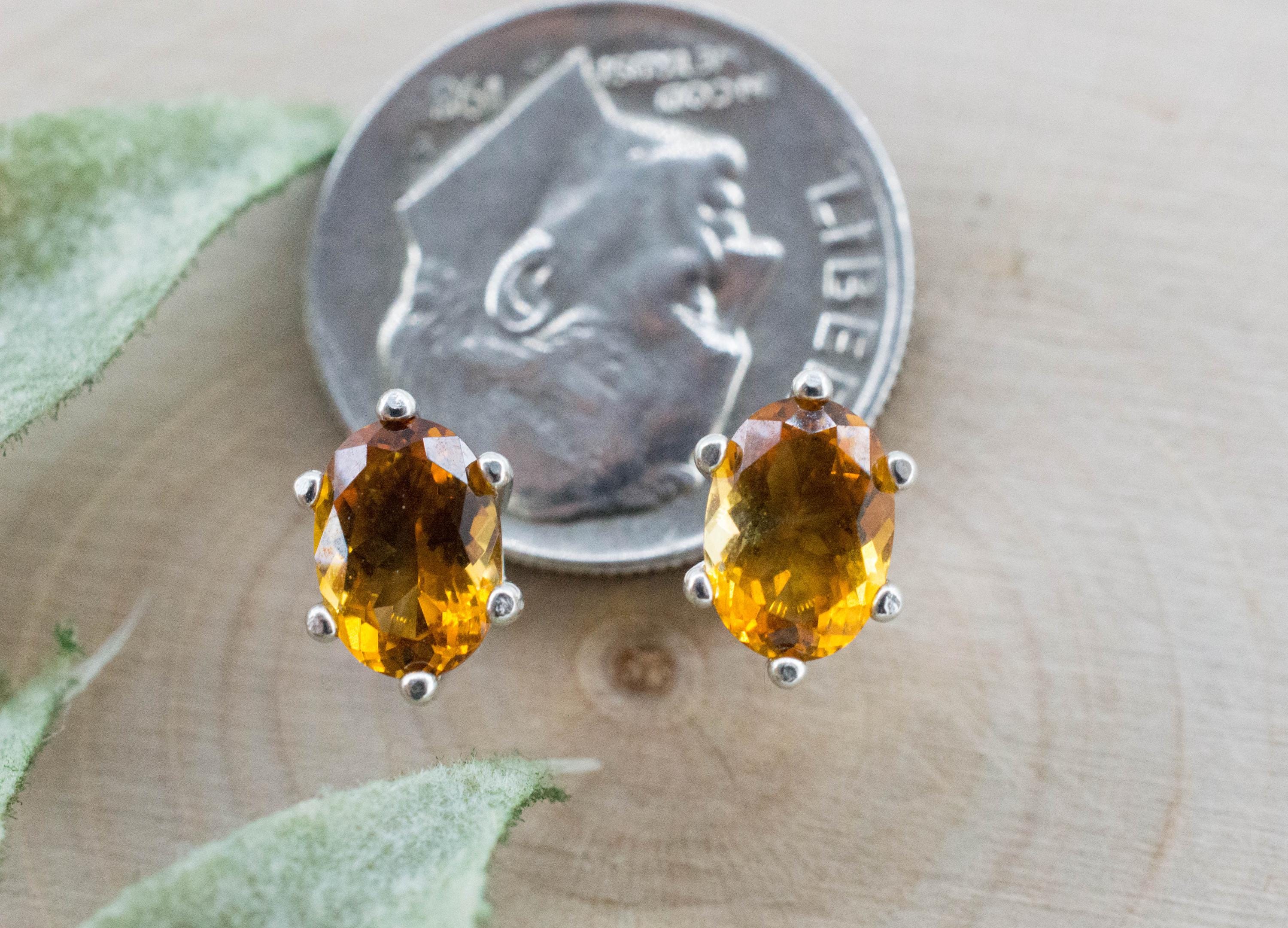 Citrine Earrings; Natural Untreated Uruguay Citrine; 1.400cts - Mark Oliver Gems