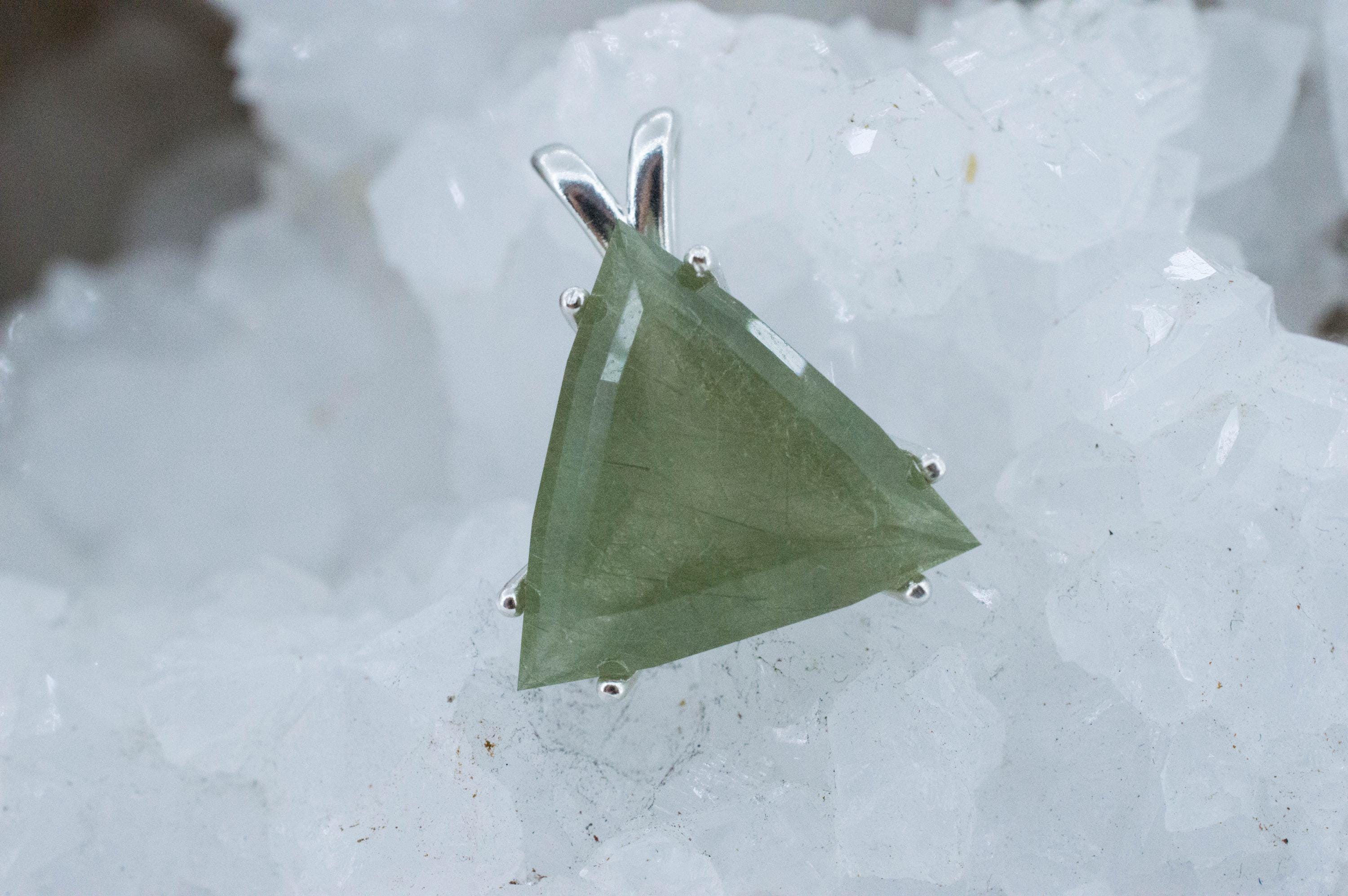 Byssolite Quartz Pendant, Natural Untreated Tanzania Included Quartz; 12.915cts