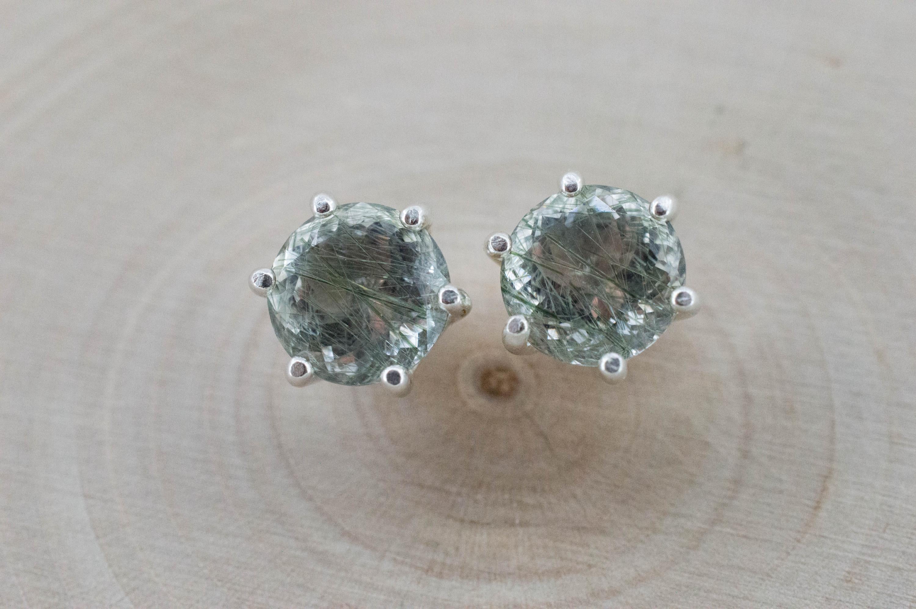 Byssolite Quartz Earrings; NaturalUntreated Tanzania Included Quartz; 3.600cts - Mark Oliver Gems