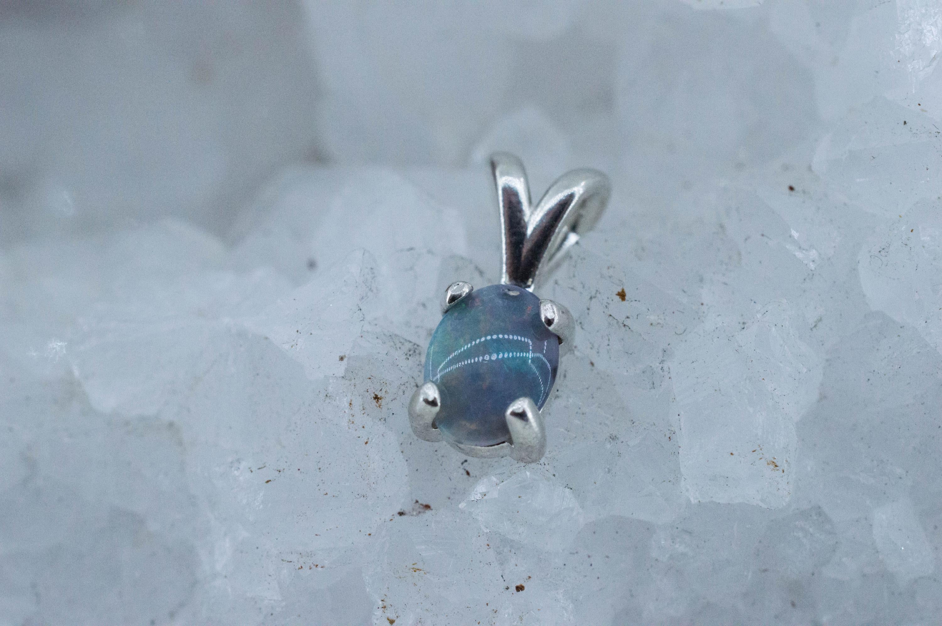 Black Opal Pendant, Natural Untreated Australian Lightning Ridge Opal; 0.540cts - Mark Oliver Gems