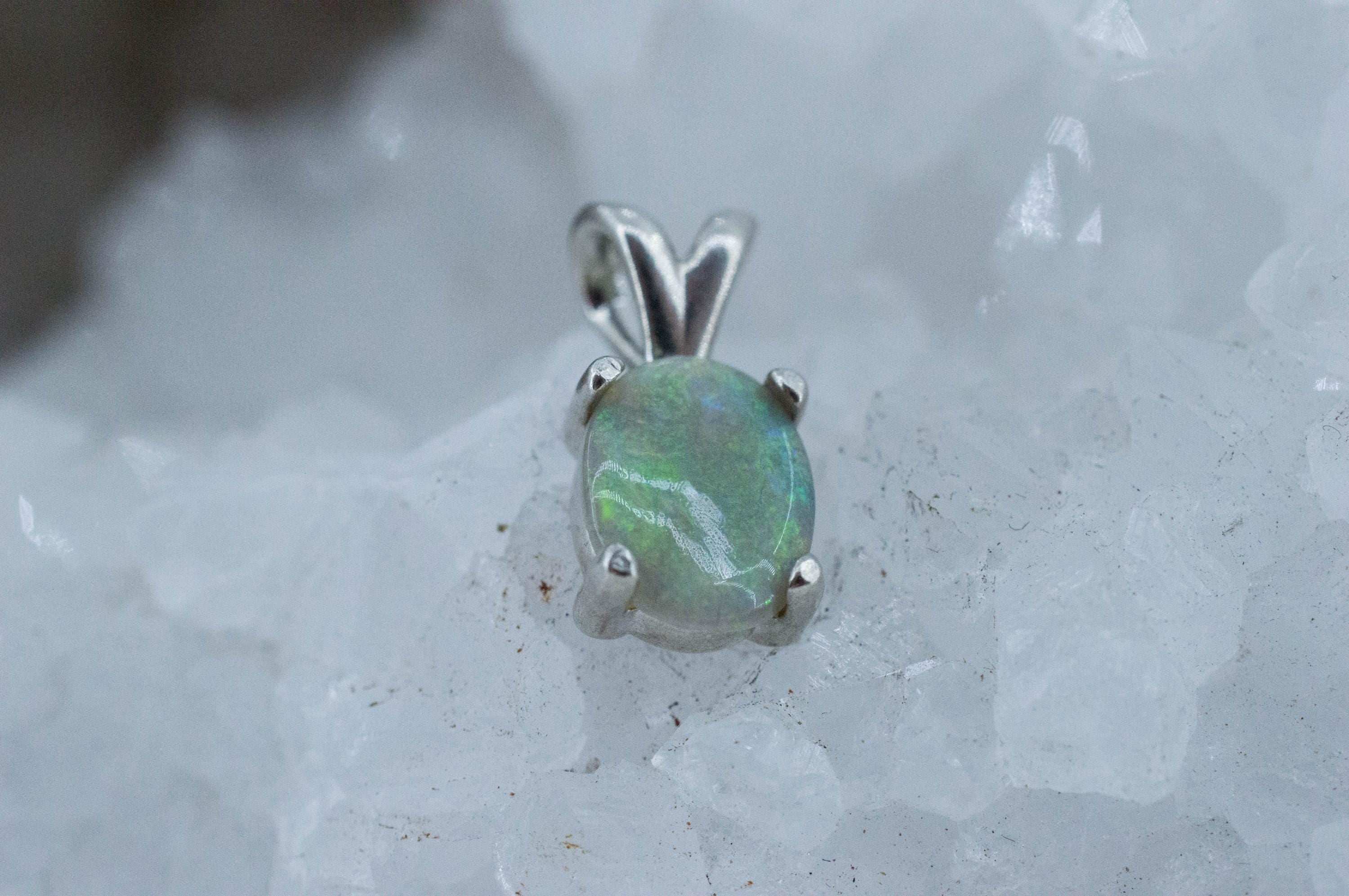 Gray Opal Pendant, Natural Untreated Australian Opal; 0.880cts - Mark Oliver Gems