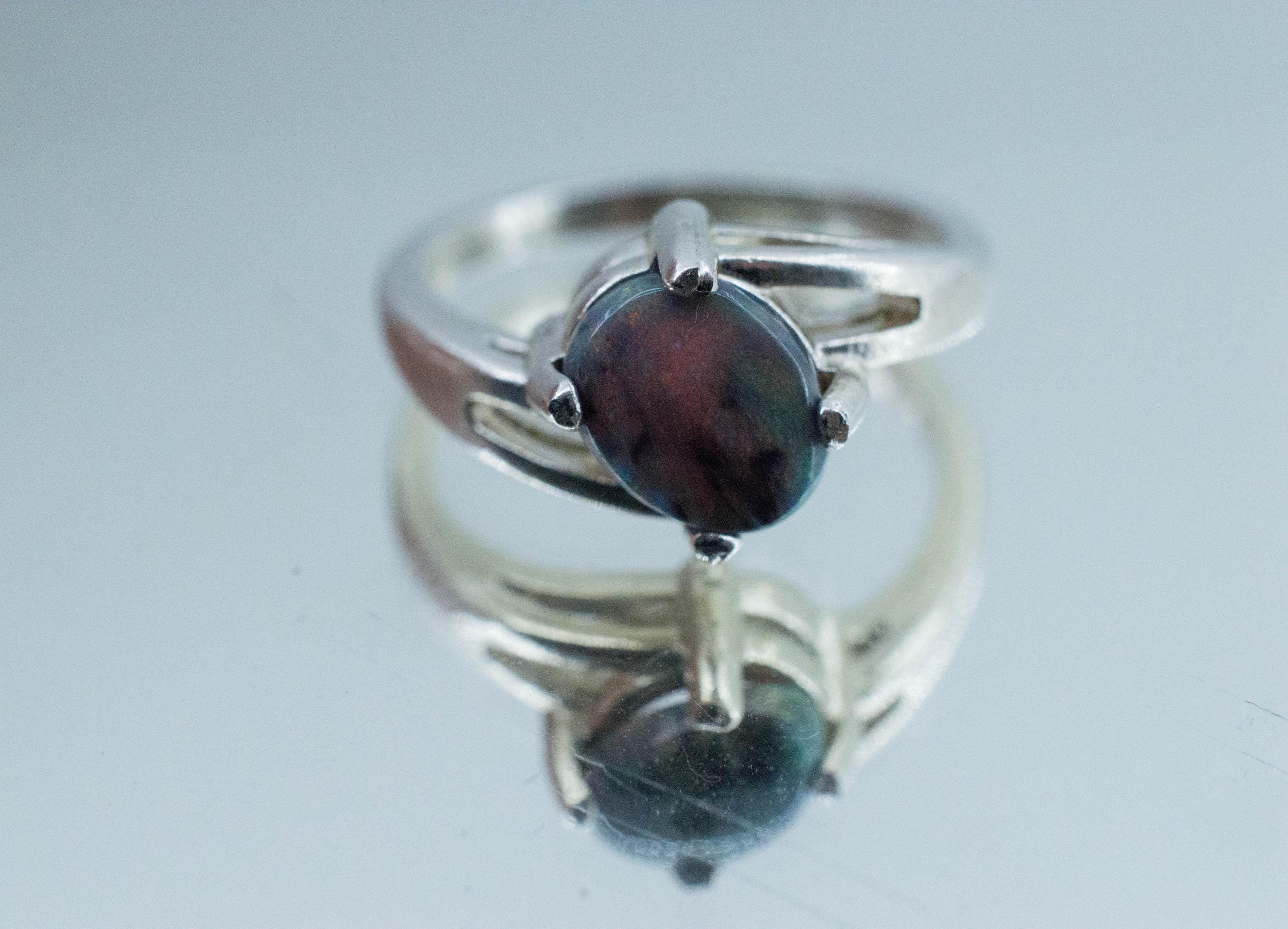 Black Opal Ring, Natural Untreated Australian Lightning Ridge Opal; 1.050cts - Mark Oliver Gems