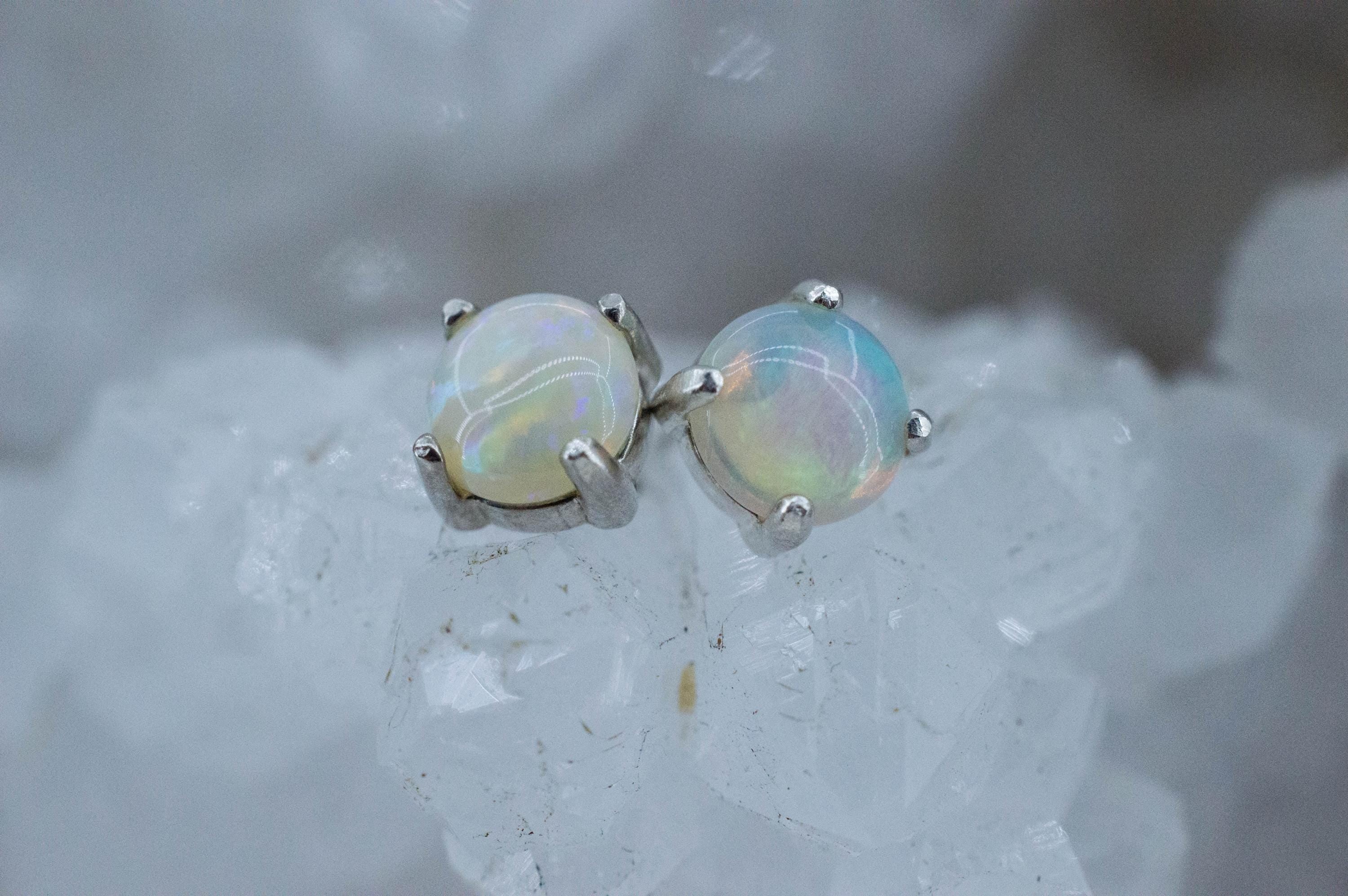 Opal Earrings, Natural Untreated Australian Opal; 0.775cts - Mark Oliver Gems
