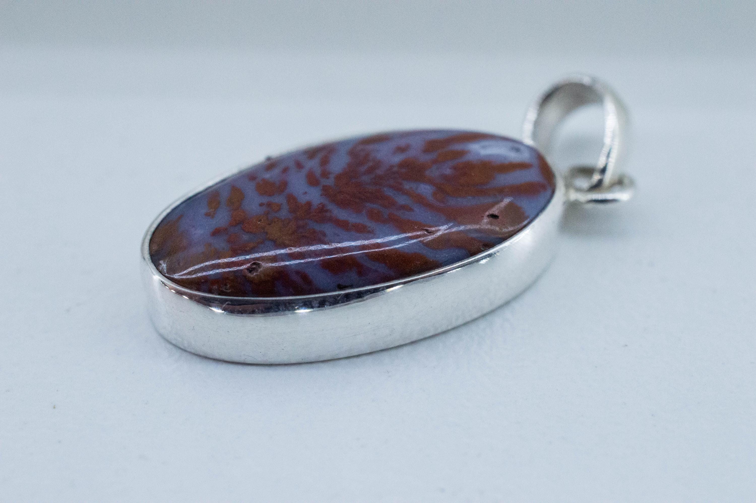 Wingate Agate Pendant, Natural Untreated California Plume Agate; 22x16mm - Mark Oliver Gems