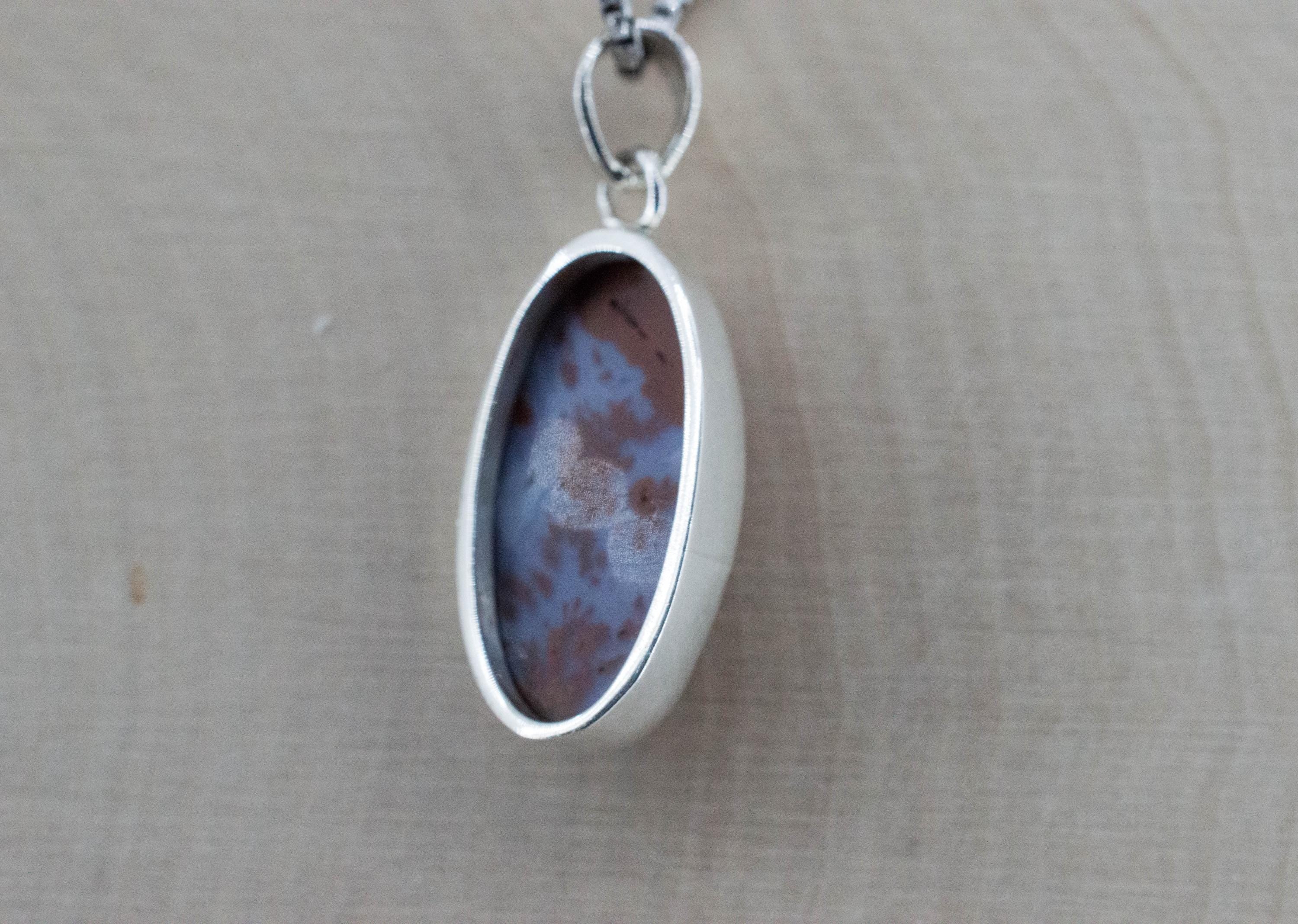 Wingate Agate Pendant, Natural Untreated California Plume Agate; 22x16mm - Mark Oliver Gems