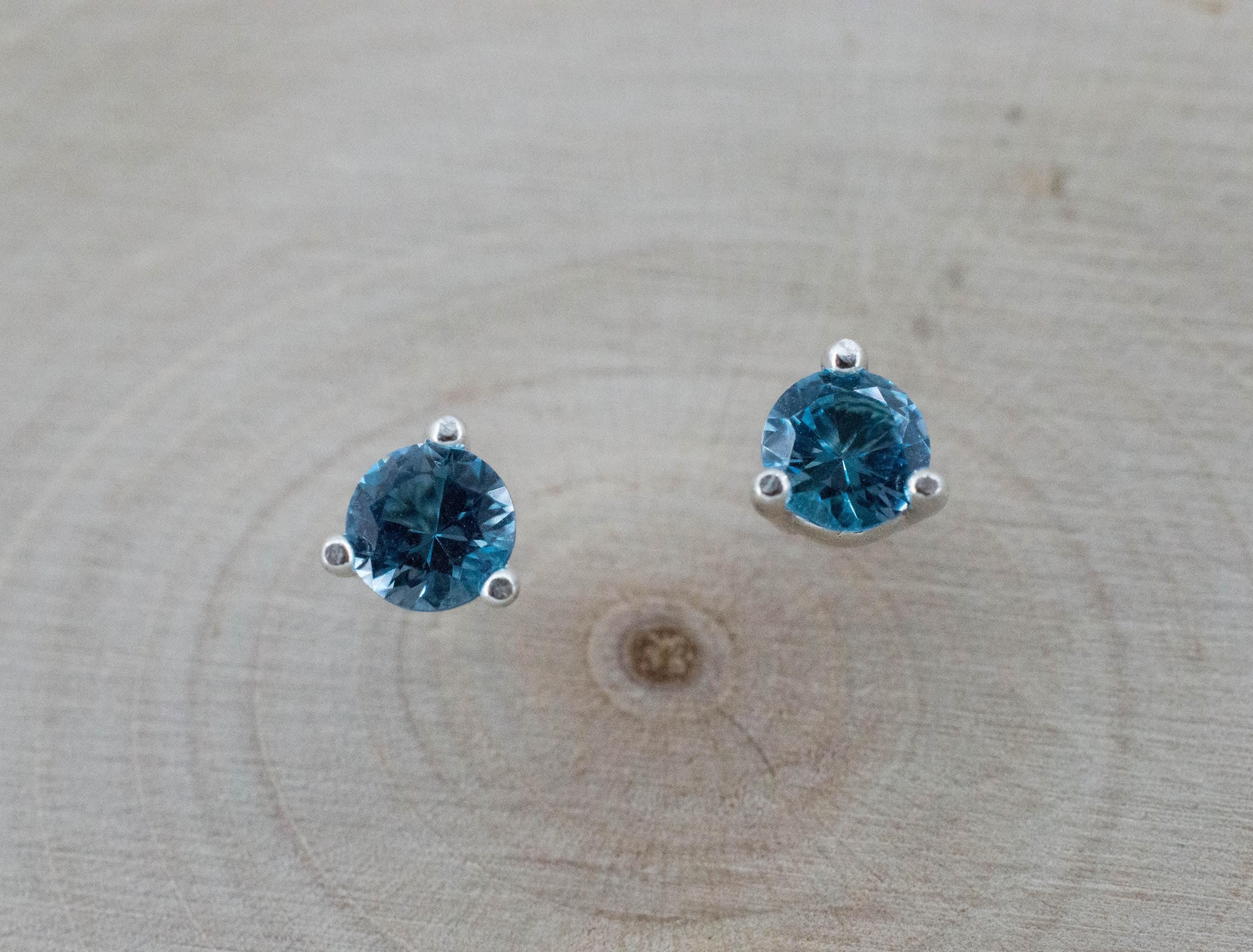 Blue Topaz Earrings; Natural Brazil Topaz; 0.550cts - Mark Oliver Gems