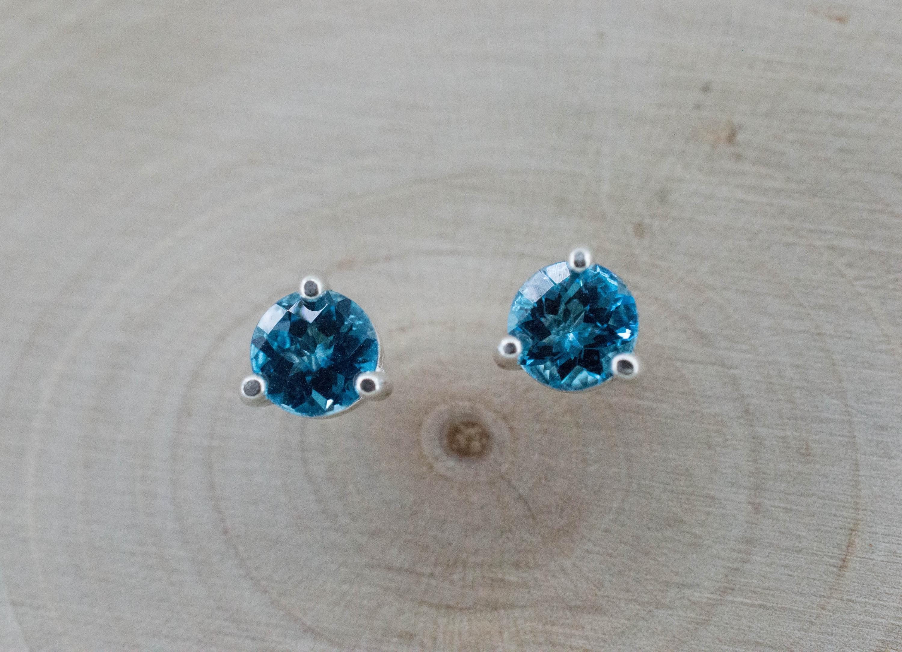 Blue Topaz Earrings; Natural Brazil Topaz; 1.095cts - Mark Oliver Gems