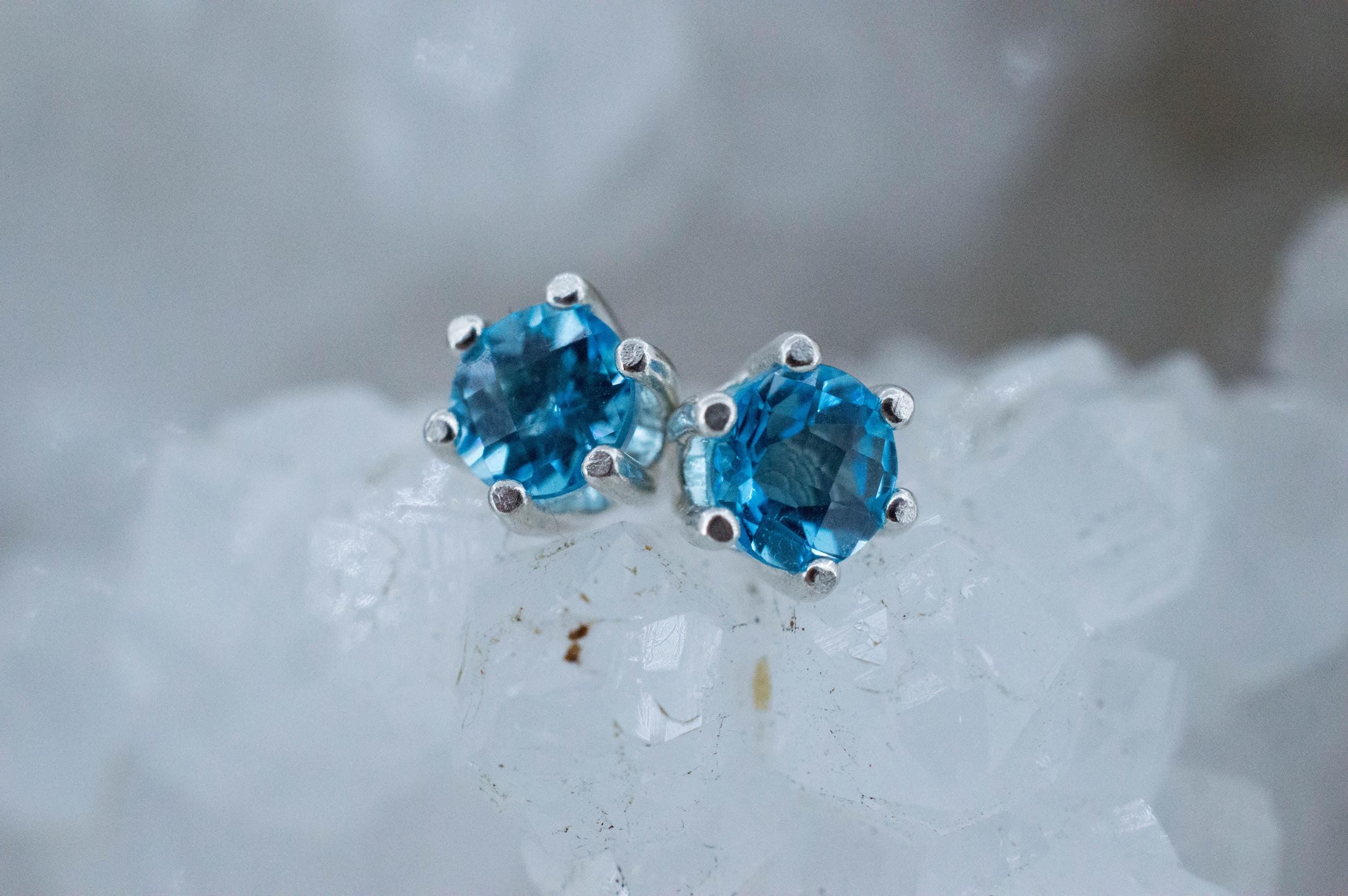 Blue Topaz Earrings; Natural Brazil Topaz; 1.175cts - Mark Oliver Gems