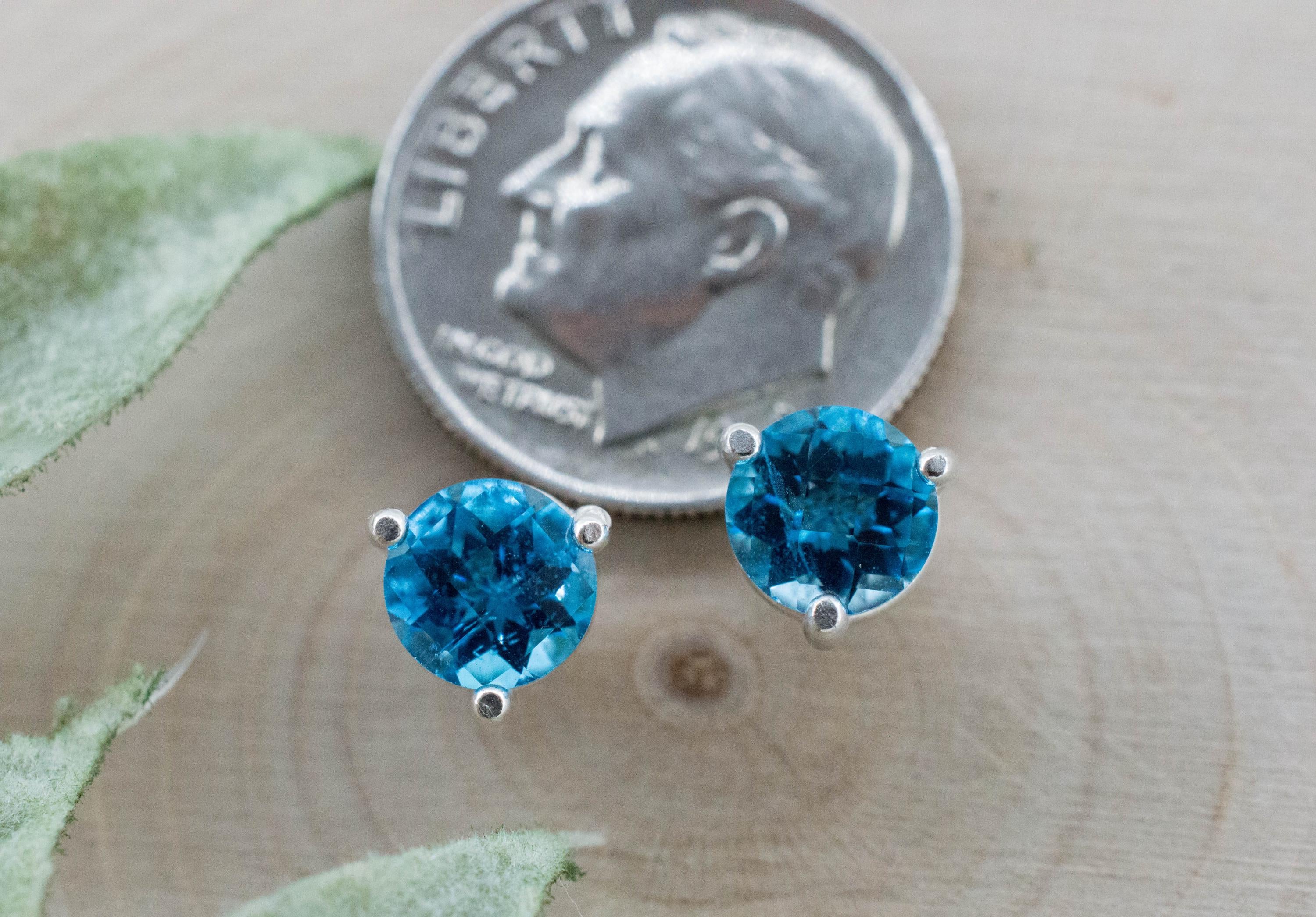 Blue Topaz Earrings; Natural Brazil Topaz; 1.905cts - Mark Oliver Gems