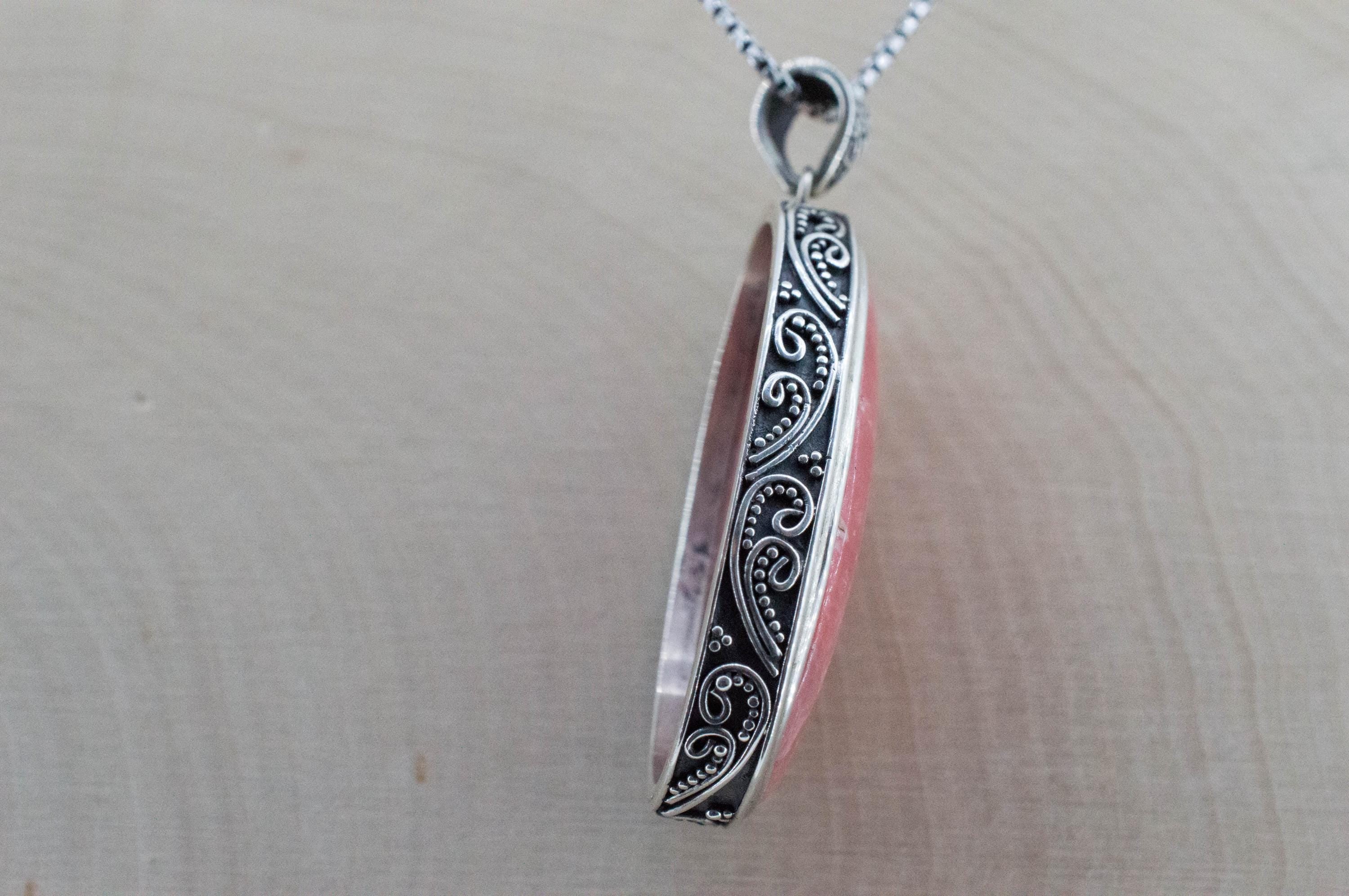 Rhodochrosite Pendant; Natural Untreated Argentina Rhodochrosite - Mark Oliver Gems