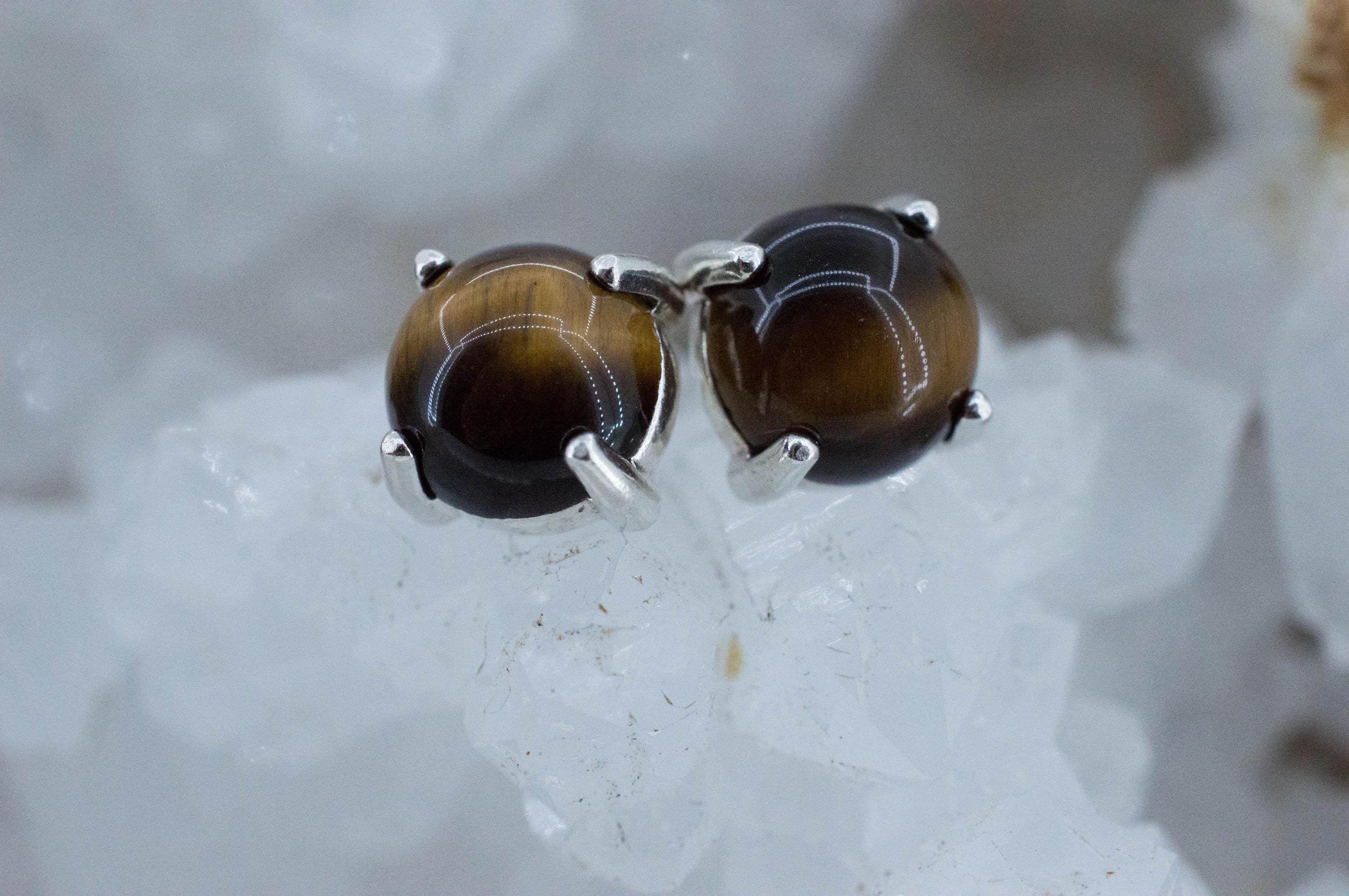 Tiger's Eye Earrings; Natural Untreated Thailand Tiger Eye; 3.360cts - Mark Oliver Gems