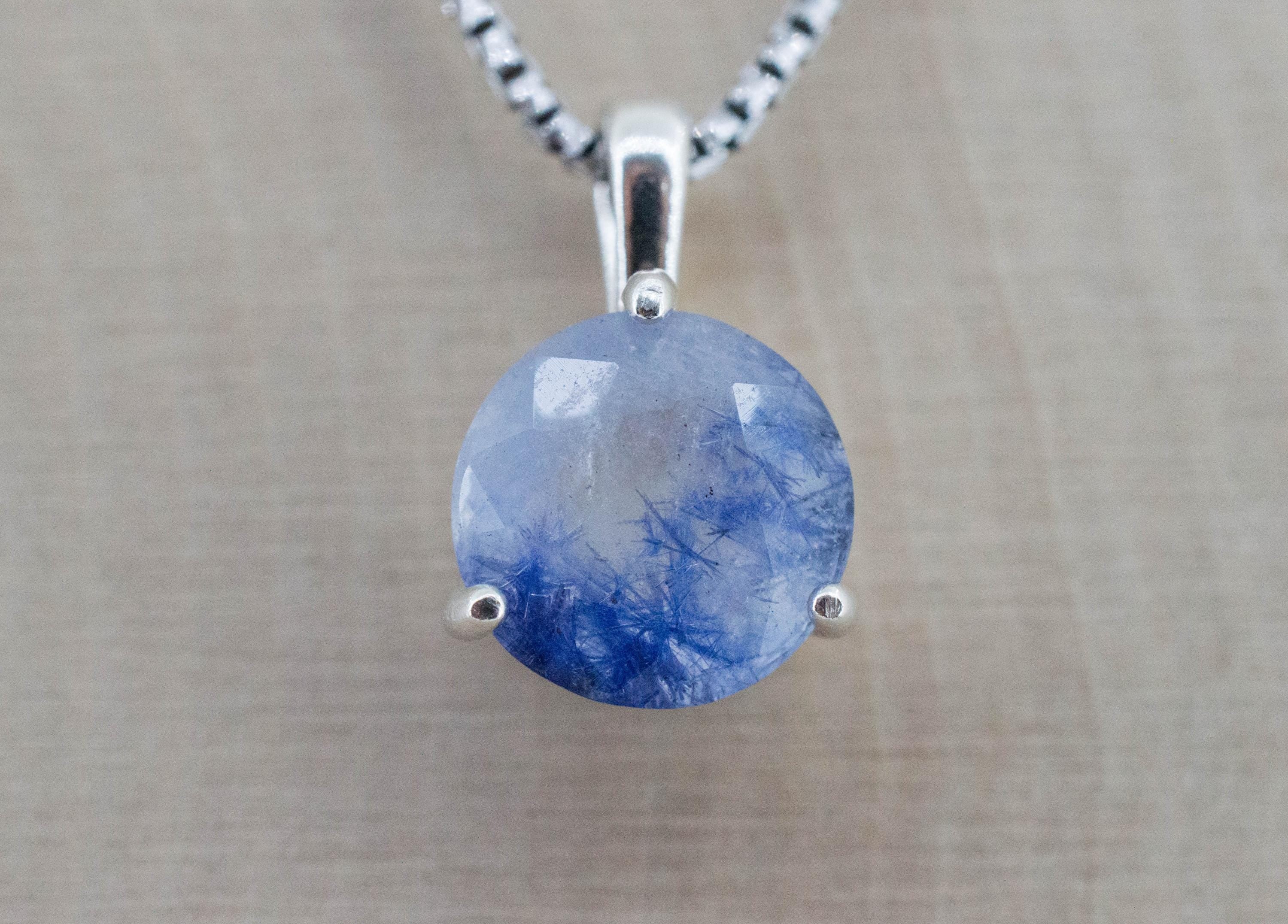 Dumortierite Quartz Pendant; Natural Untreated Brazil Dumortierite; 3.065cts - Mark Oliver Gems