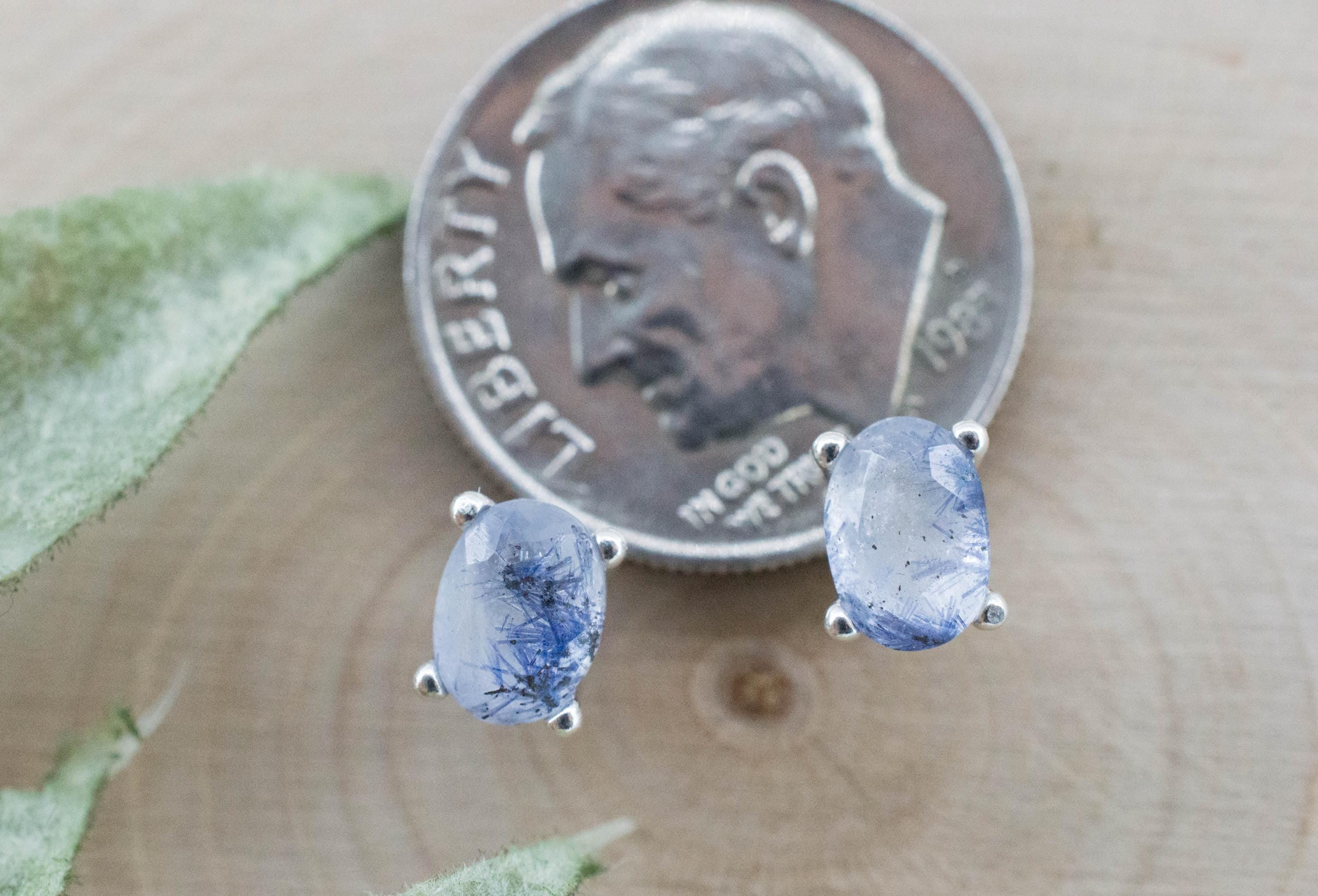 Dumortierite Quartz Earrings; Natural Untreated Brazil Dumortierite; 0.975cts - Mark Oliver Gems