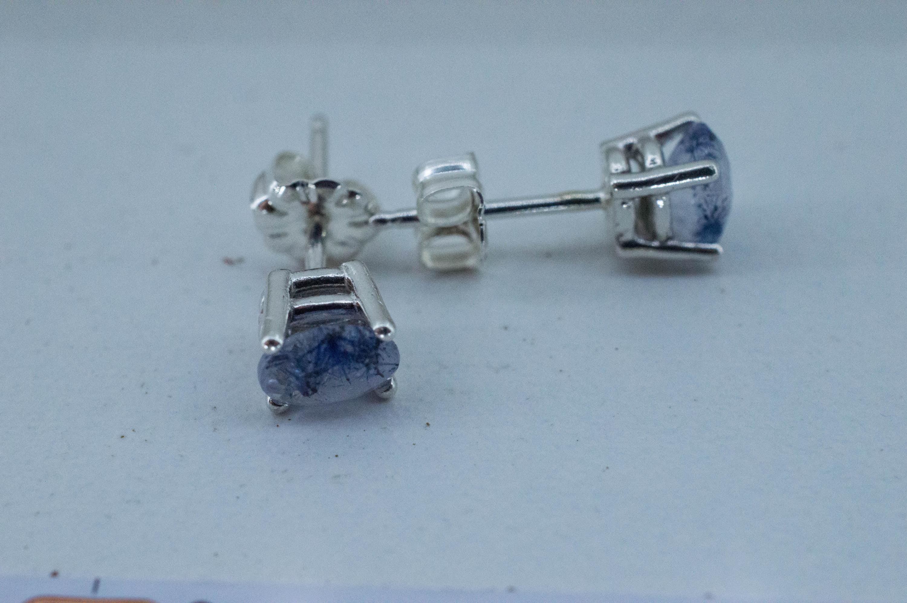 Dumortierite Quartz Earrings; Natural Untreated Brazil Dumortierite; 0.975cts - Mark Oliver Gems