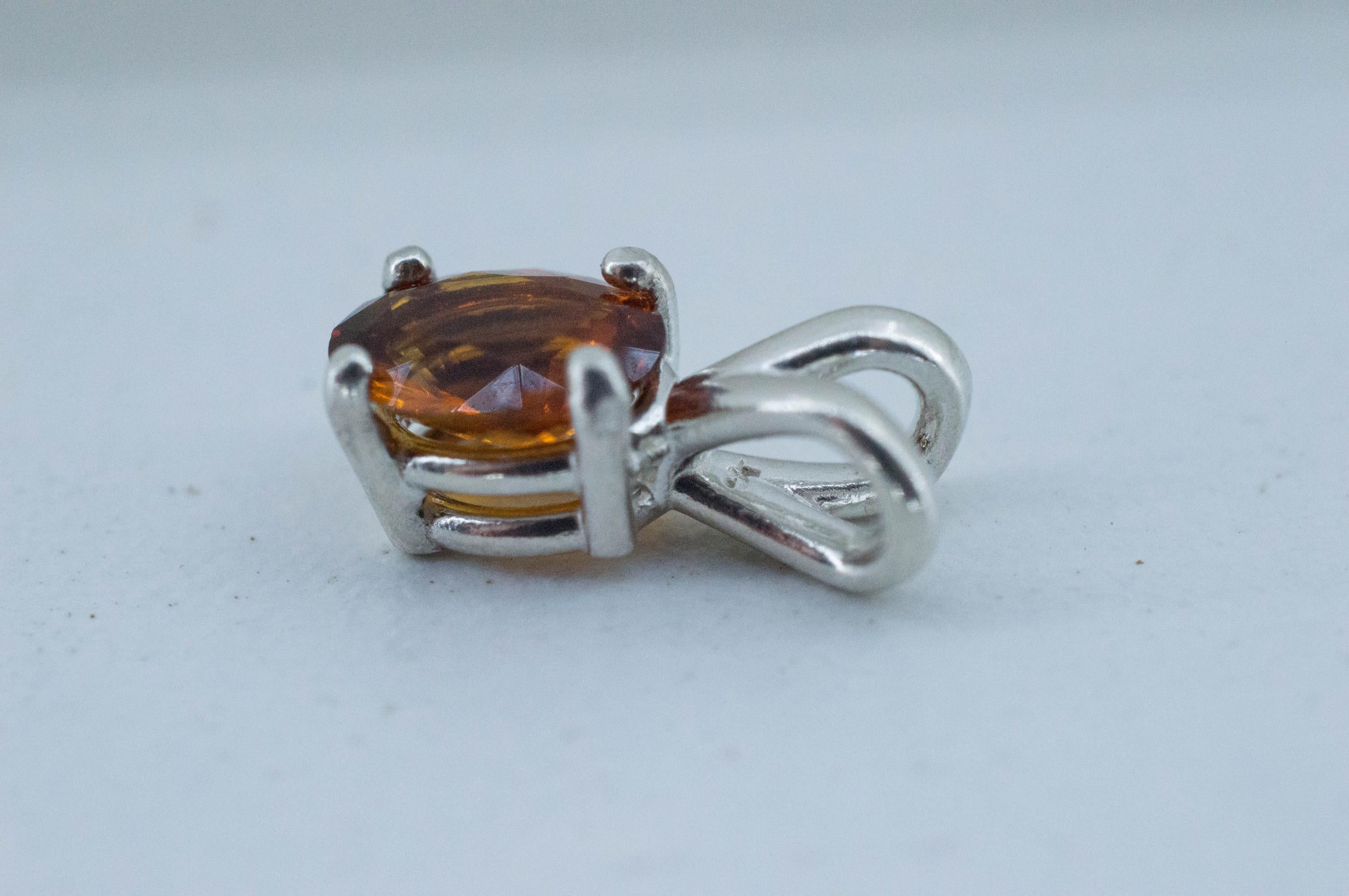 Madeira Citrine Pendant; Natural Untreated Brazil Citrine; 0.925cts - Mark Oliver Gems