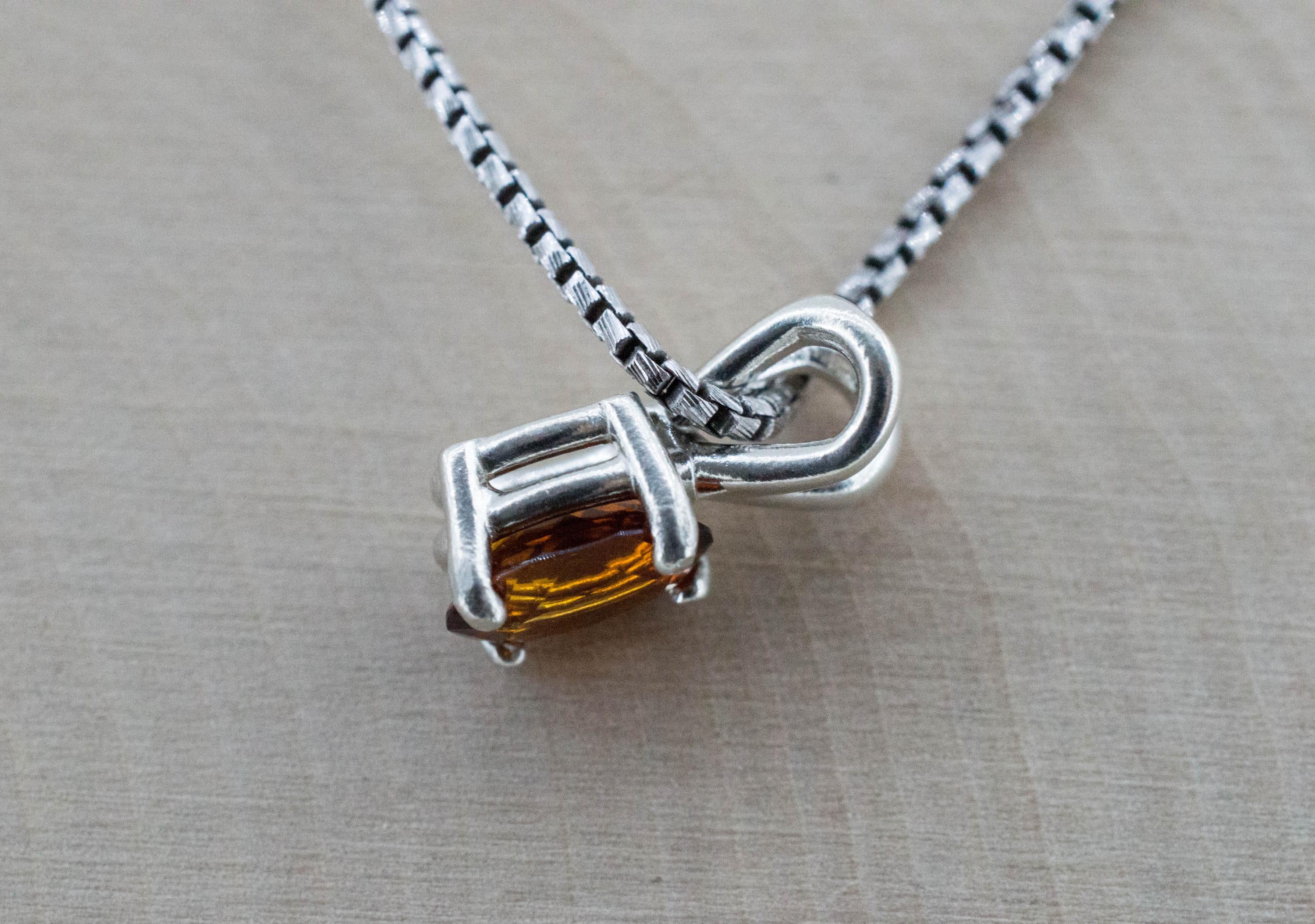 Madeira Citrine Pendant; Natural Untreated Brazil Citrine; 0.925cts - Mark Oliver Gems