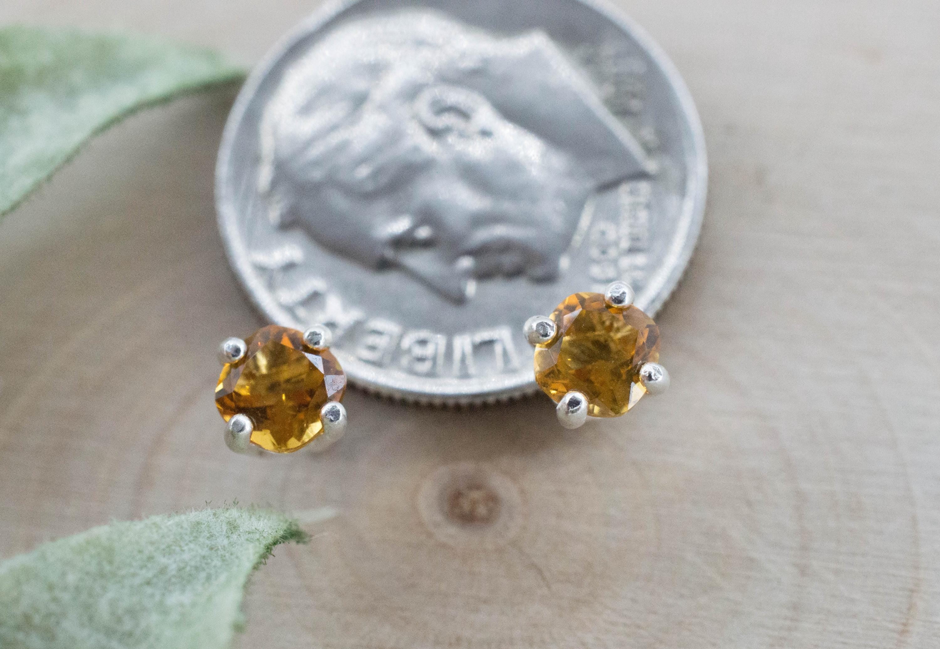 Citrine Earrings; Natural Untreated Uruguay Citrine; 0.500cts - Mark Oliver Gems