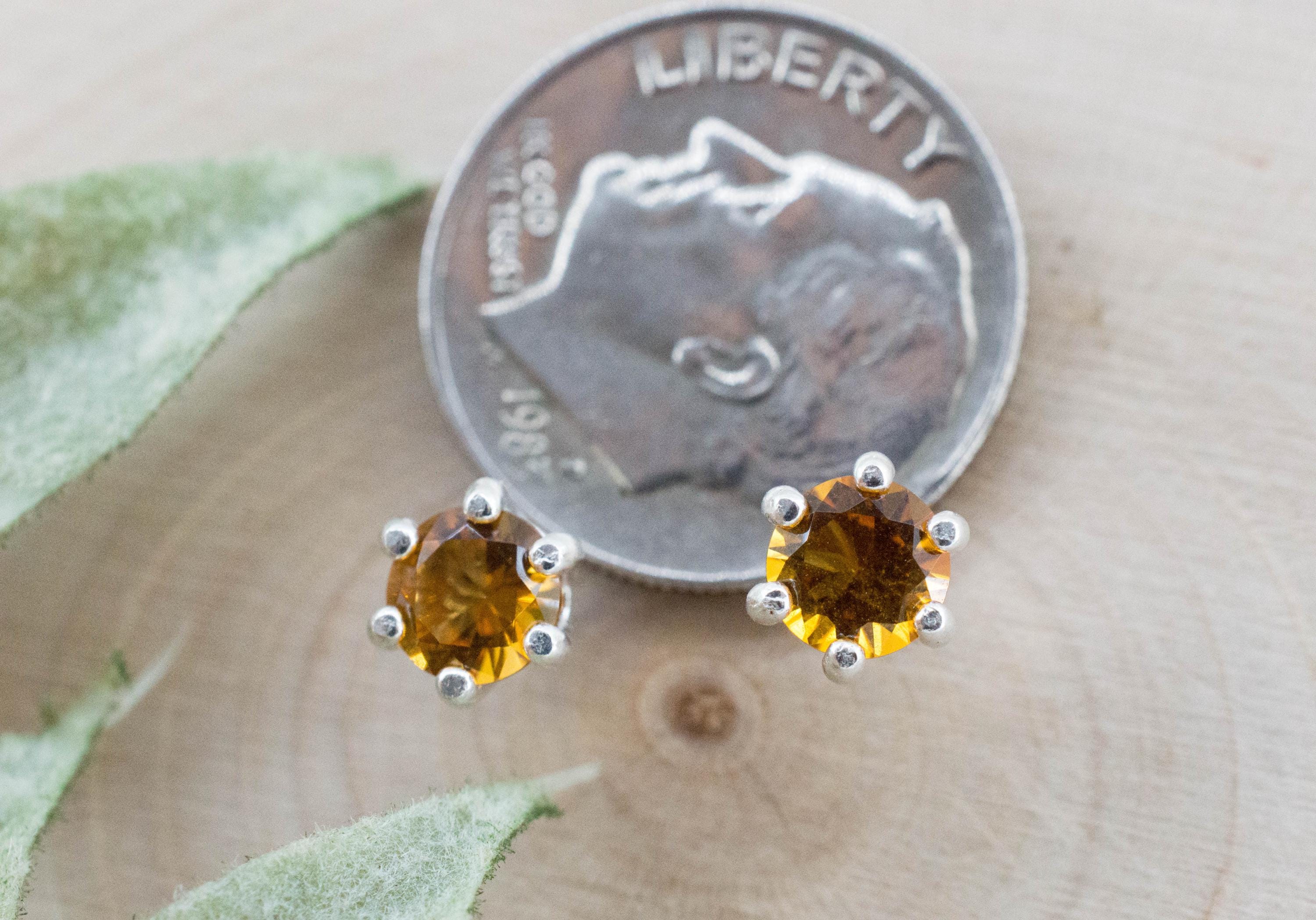 Citrine Earrings; Natural Untreated Uruguay Citrine; 0.730cts - Mark Oliver Gems