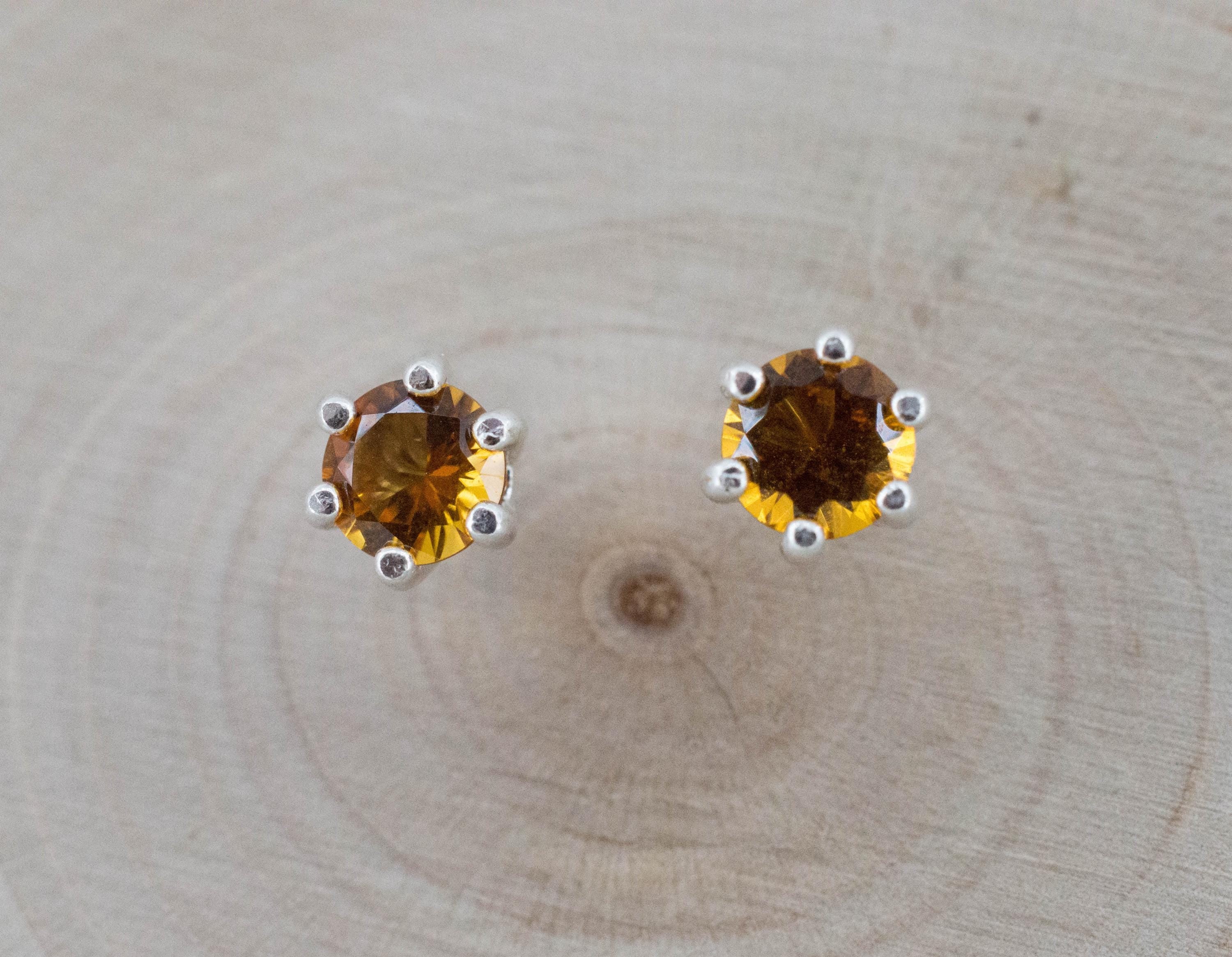 Citrine Earrings; Natural Untreated Uruguay Citrine; 0.730cts - Mark Oliver Gems