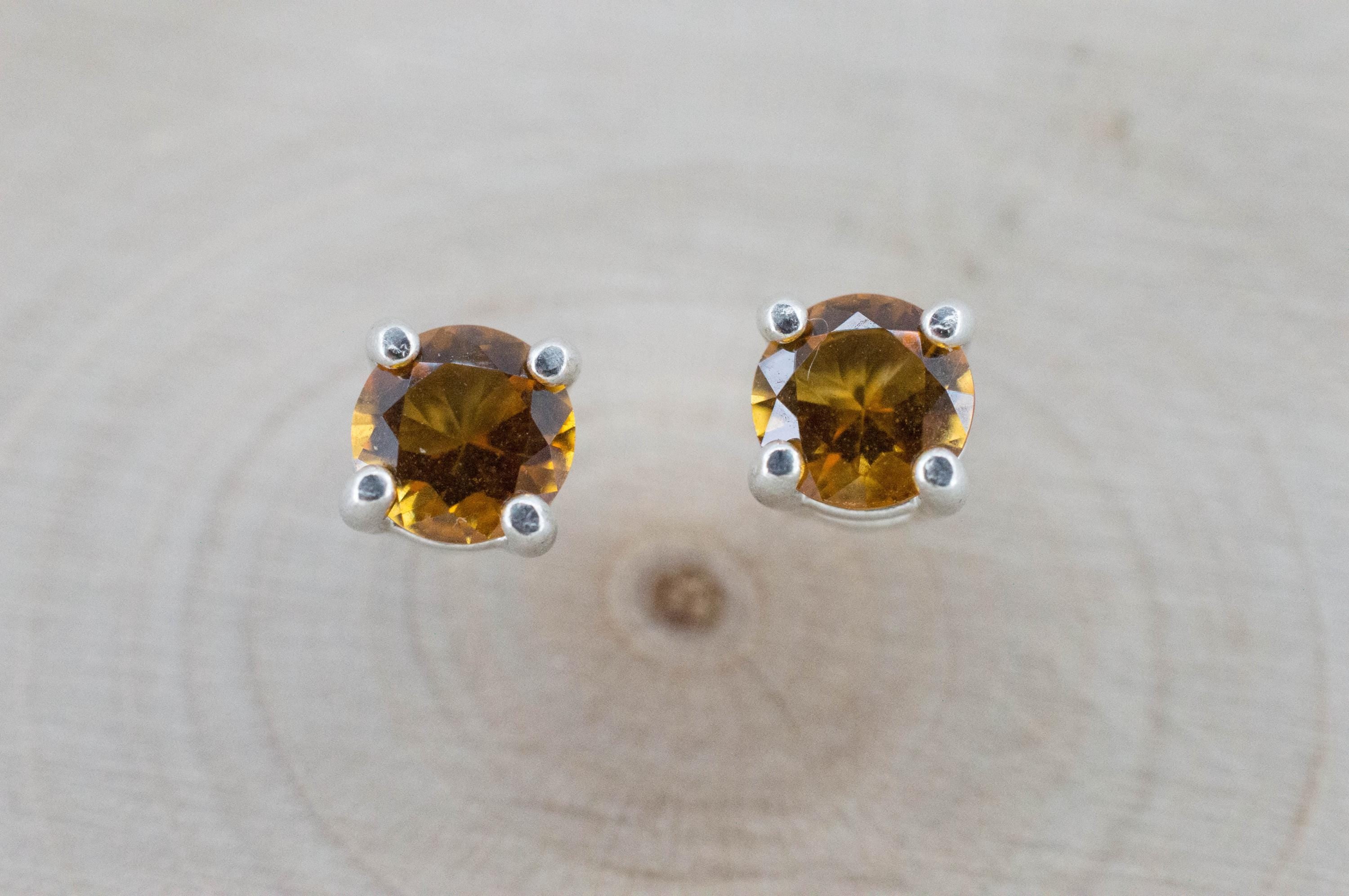 Citrine Earrings; Natural Untreated Uruguay Citrine; 0.740cts - Mark Oliver Gems
