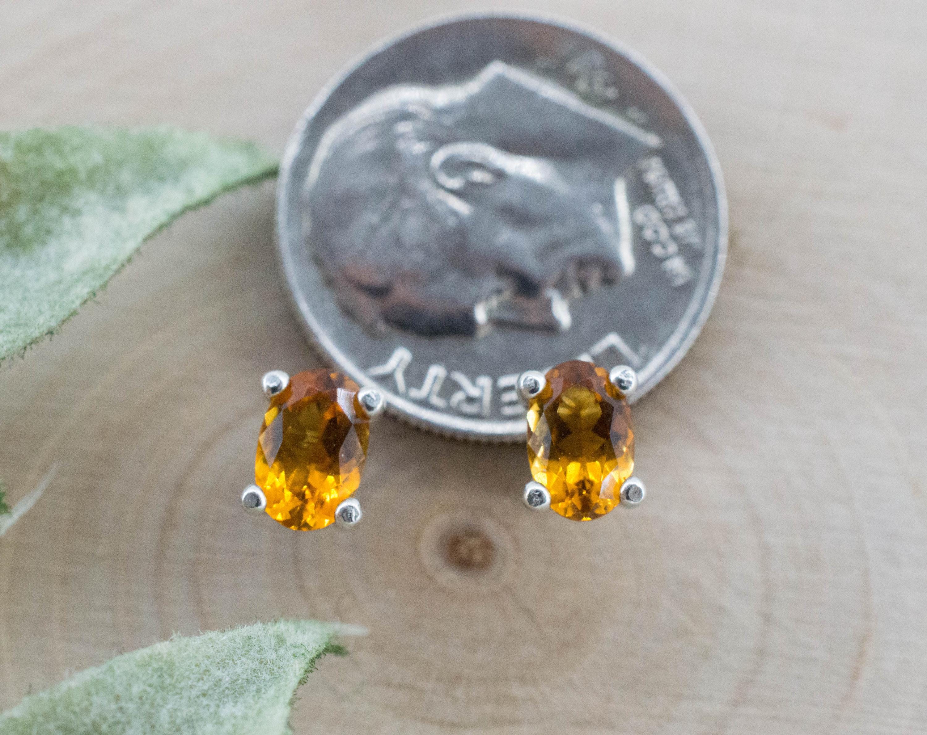 Citrine Earrings; Natural Untreated Uruguay Citrine; 0.785cts - Mark Oliver Gems