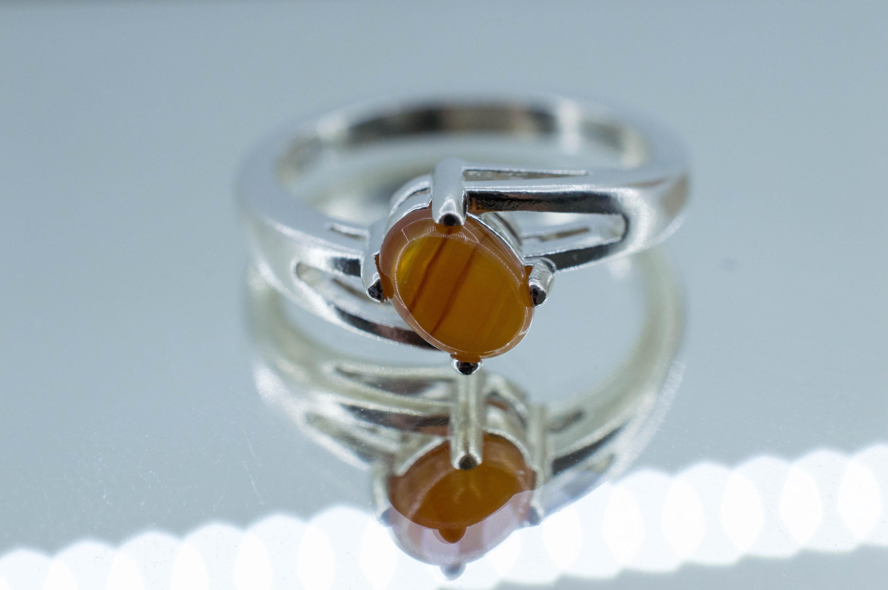 Carnelian Ring, Natural Untreated New Jersey Carnelian; 0.865cts - Mark Oliver Gems