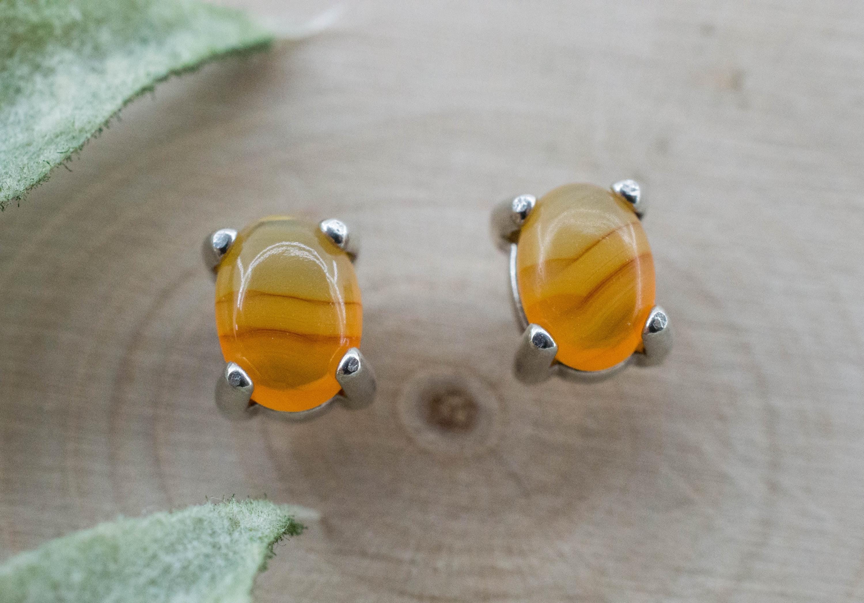 Carnelian Earrings, Natural Untreated New Jersey Carnelian; 1.425cts - Mark Oliver Gems