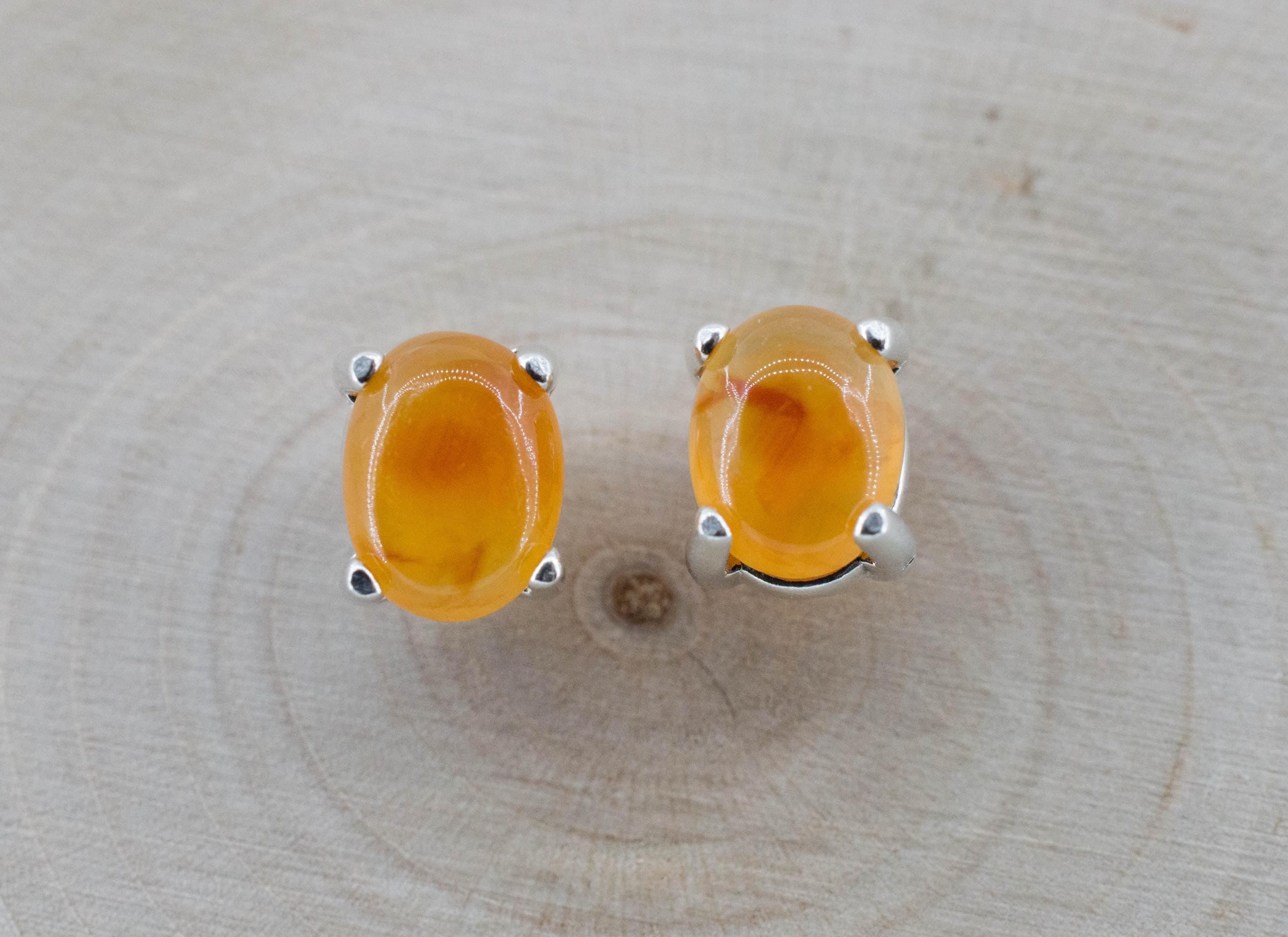 Carnelian Earrings, Natural Untreated New Jersey Carnelian; 2.230cts - Mark Oliver Gems