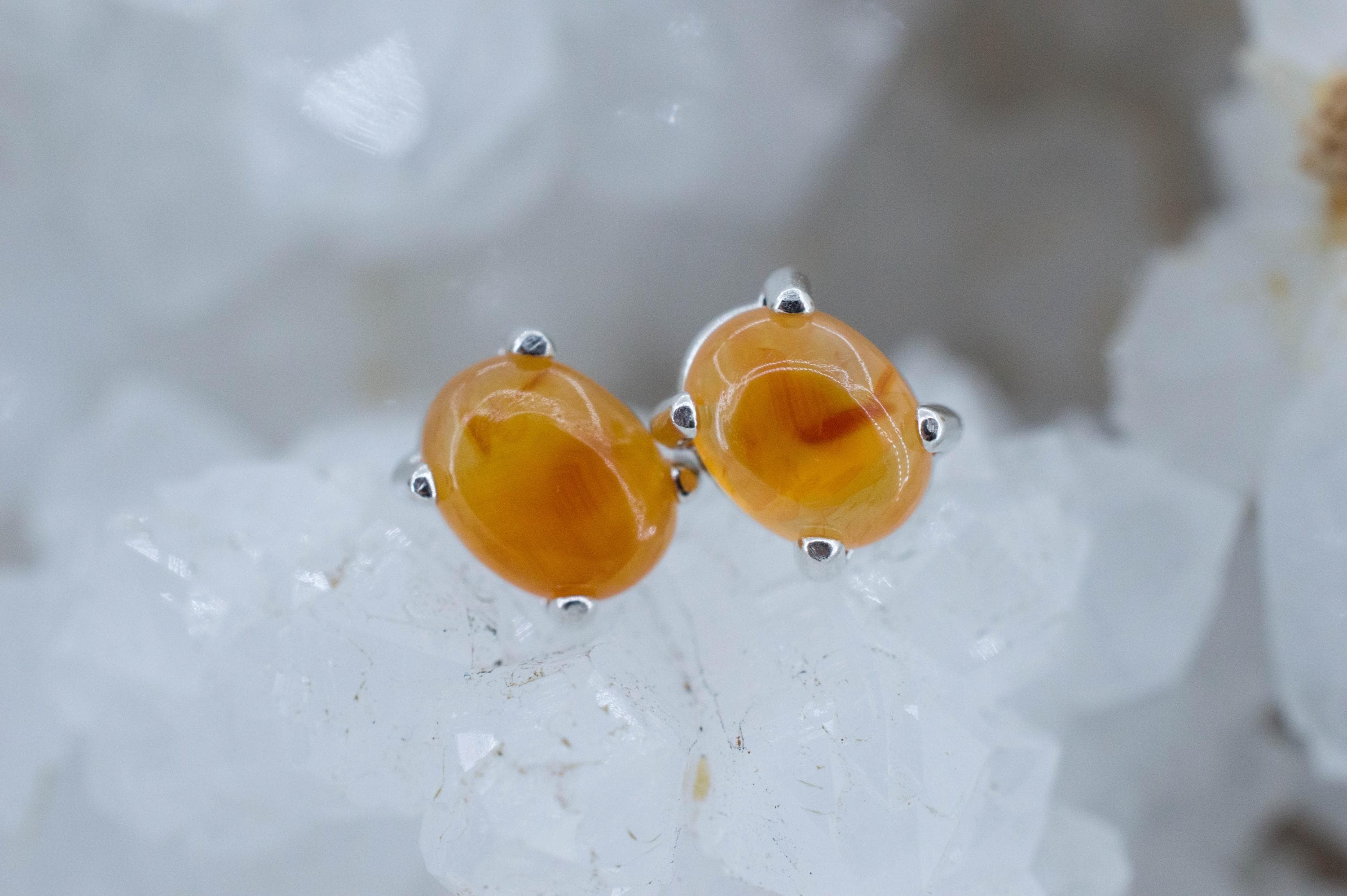 Carnelian Earrings, Natural Untreated New Jersey Carnelian; 2.230cts - Mark Oliver Gems