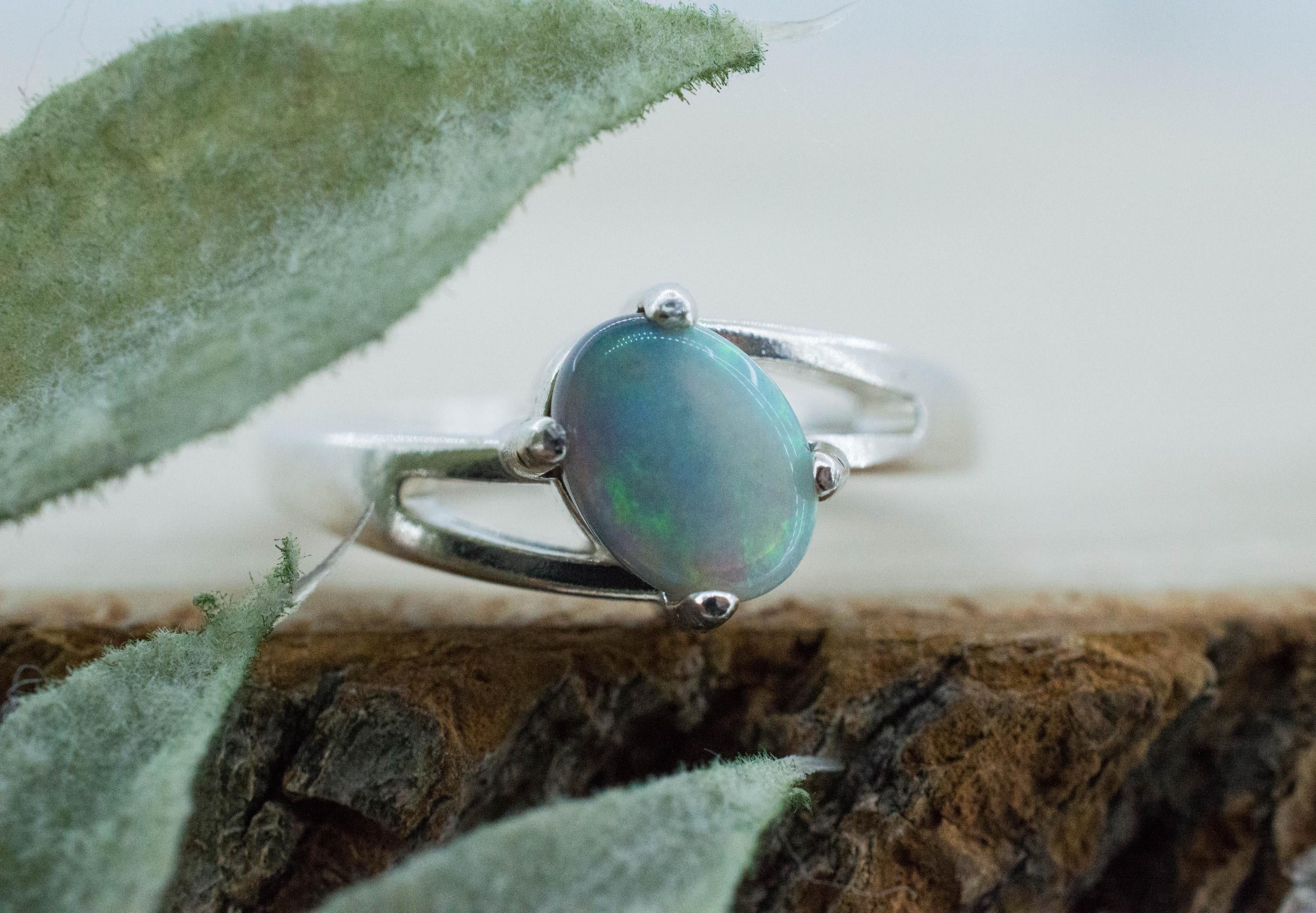 Gray Opal Ring, Natural Untreated Australian Opal; 0.775cts - Mark Oliver Gems