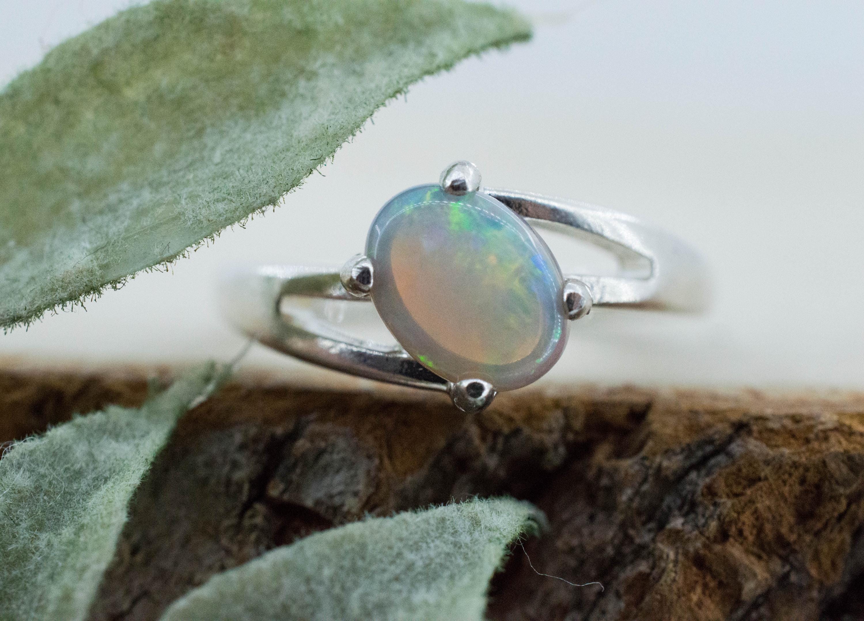 Gray Opal Ring, Natural Untreated Australian Opal; 0.880cts - Mark Oliver Gems