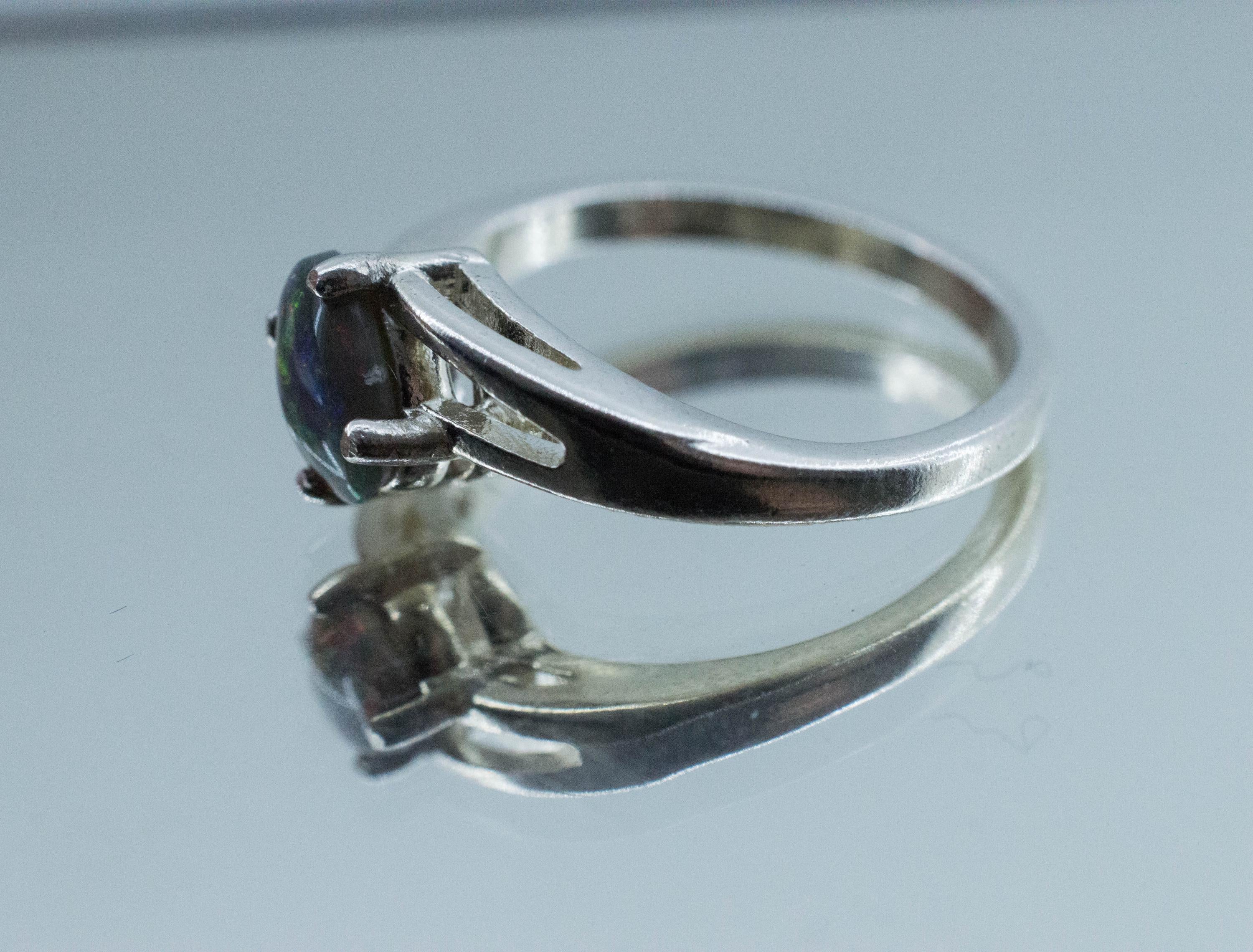 Black Opal Ring, Natural Untreated Australian Lightning Ridge Opal; 0.595cts - Mark Oliver Gems