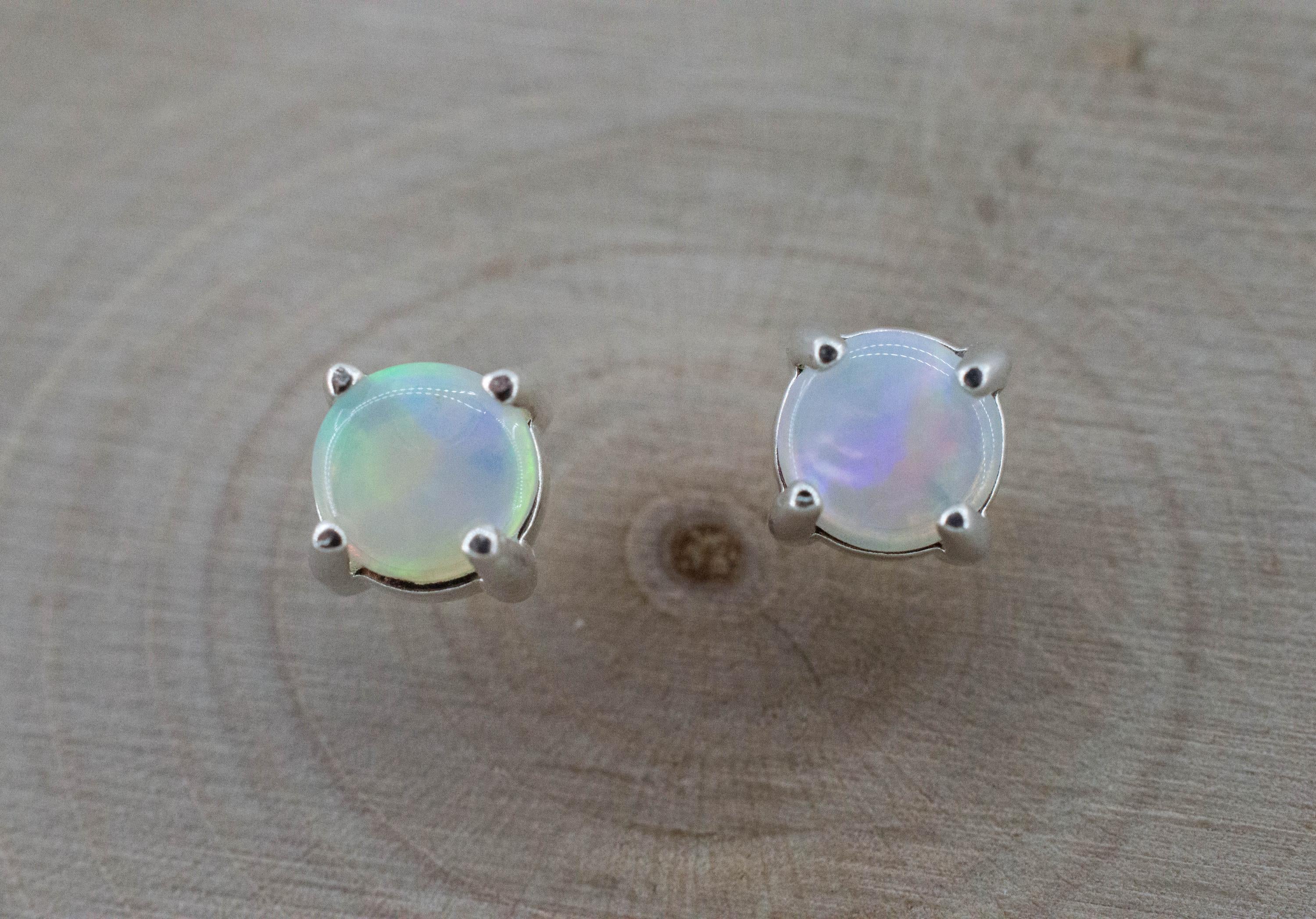 Opal Earrings, Natural Untreated Australian Opal; 0.545cts - Mark Oliver Gems