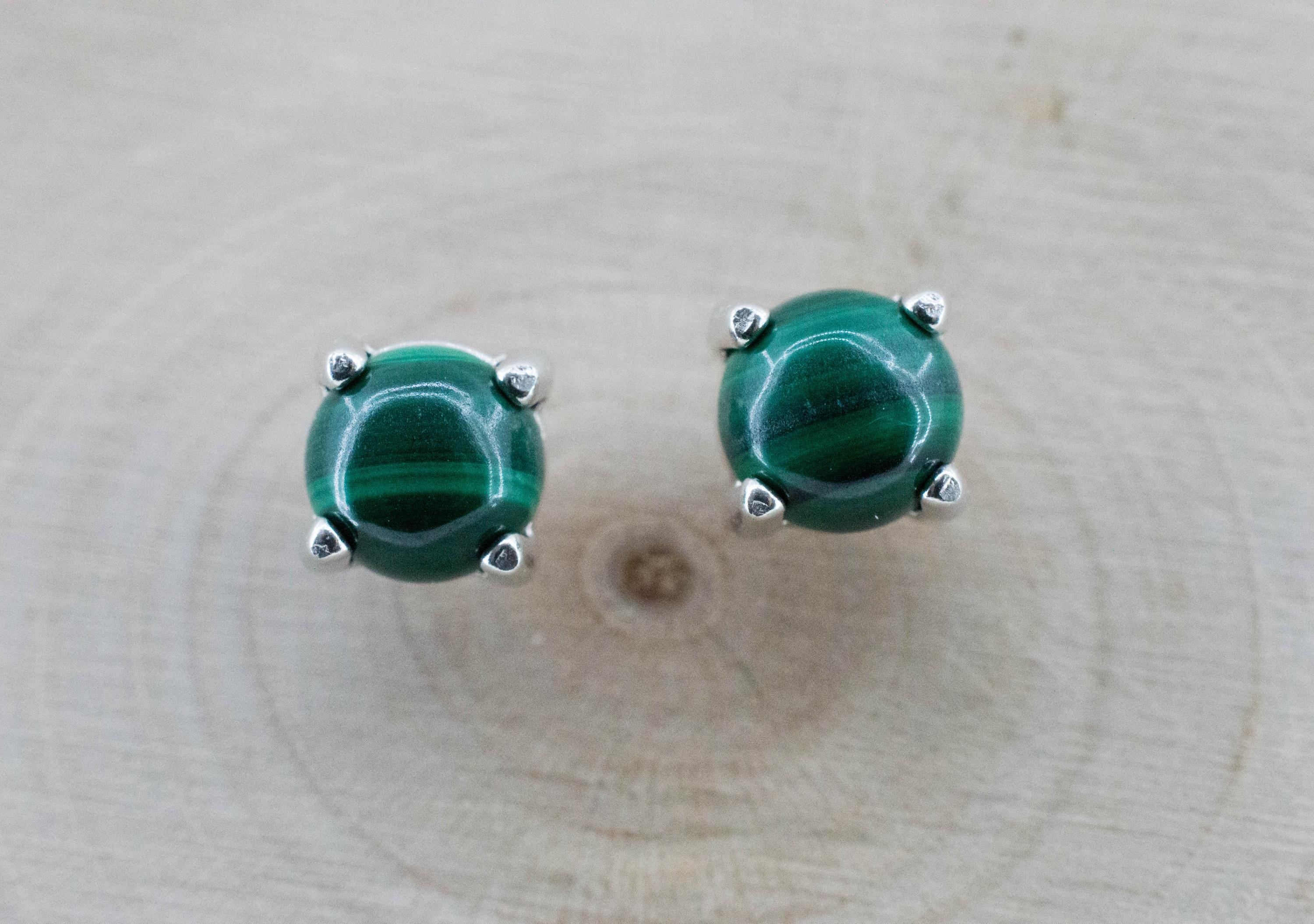 Malachite Earrings; Natural Untreated Congo Malachite; 2.175cts - Mark Oliver Gems