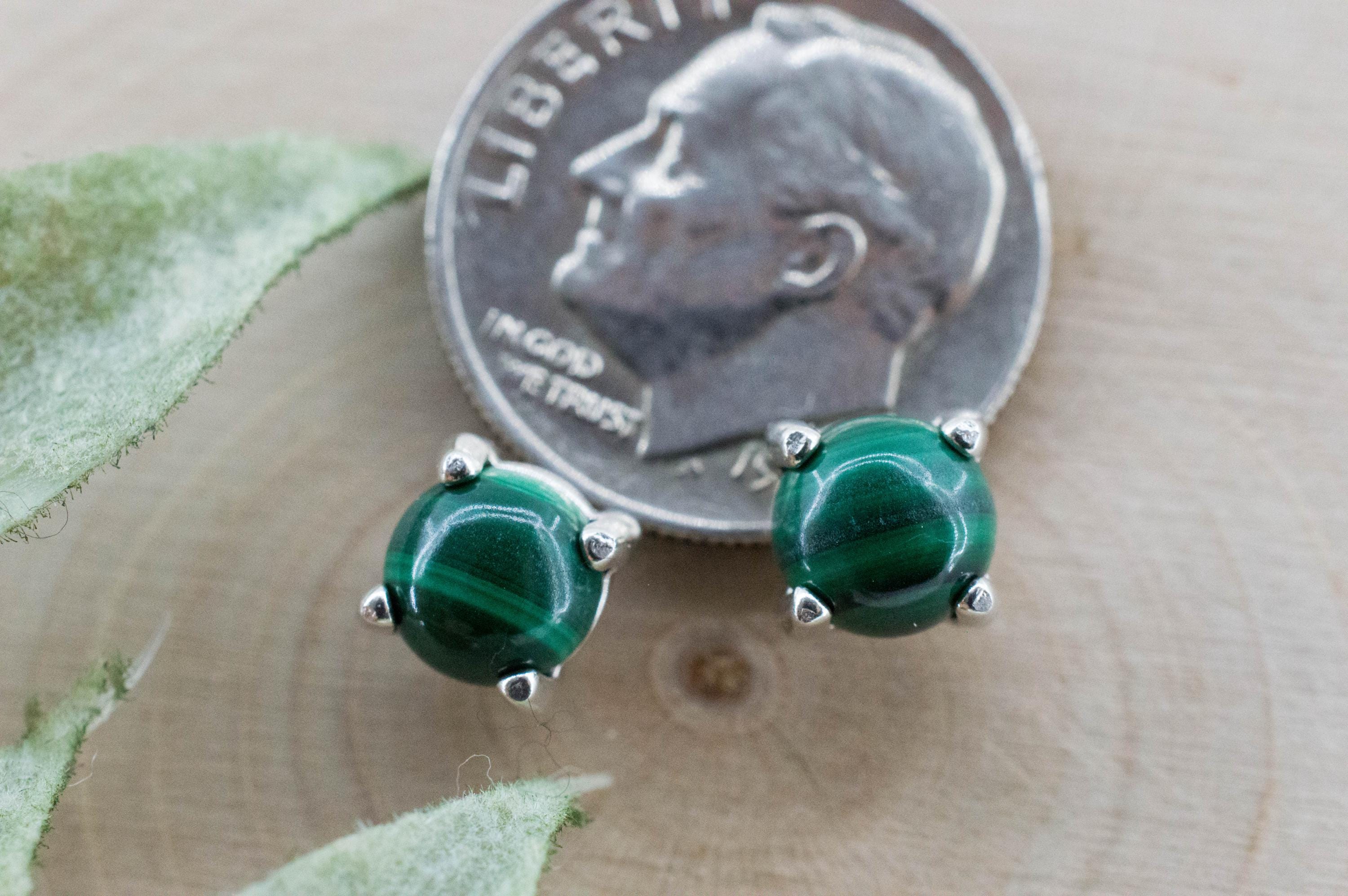 Malachite Earrings; Natural Untreated Congo Malachite; 2.175cts - Mark Oliver Gems