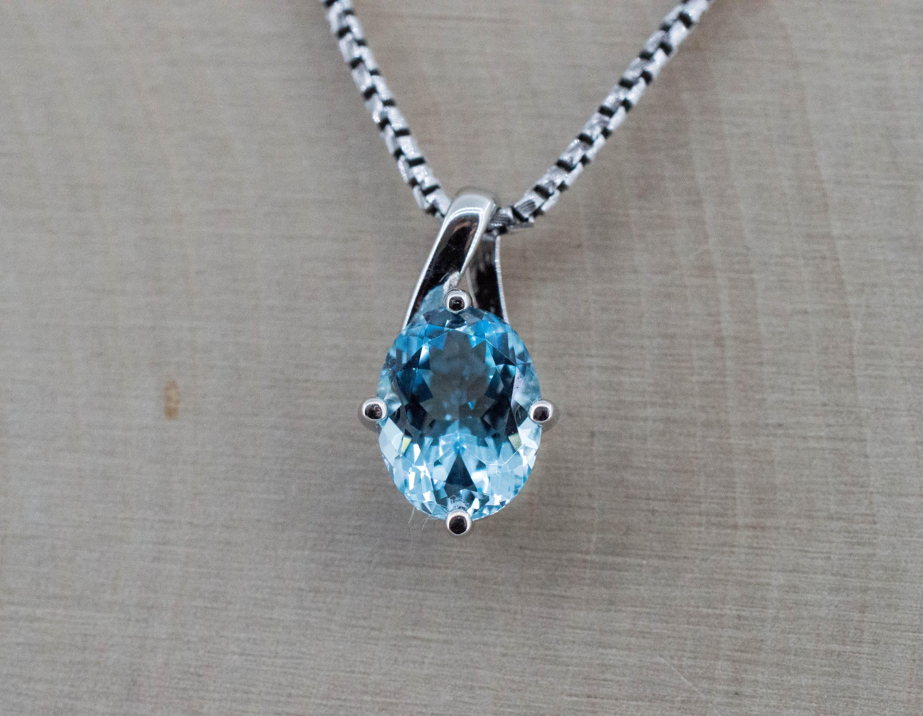 Blue Topaz Pendant; Genuine Brazil Topaz; 2.050cts - Mark Oliver Gems