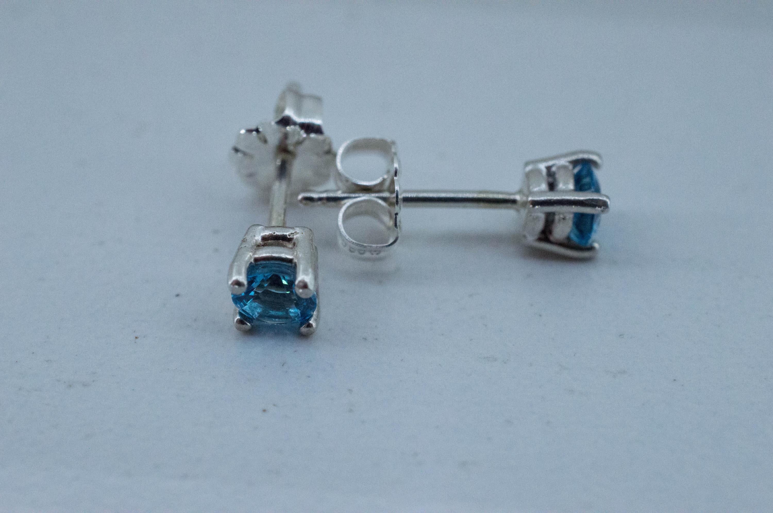 Blue Topaz Earrings; Natural Brazil Topaz; 0.530cts - Mark Oliver Gems
