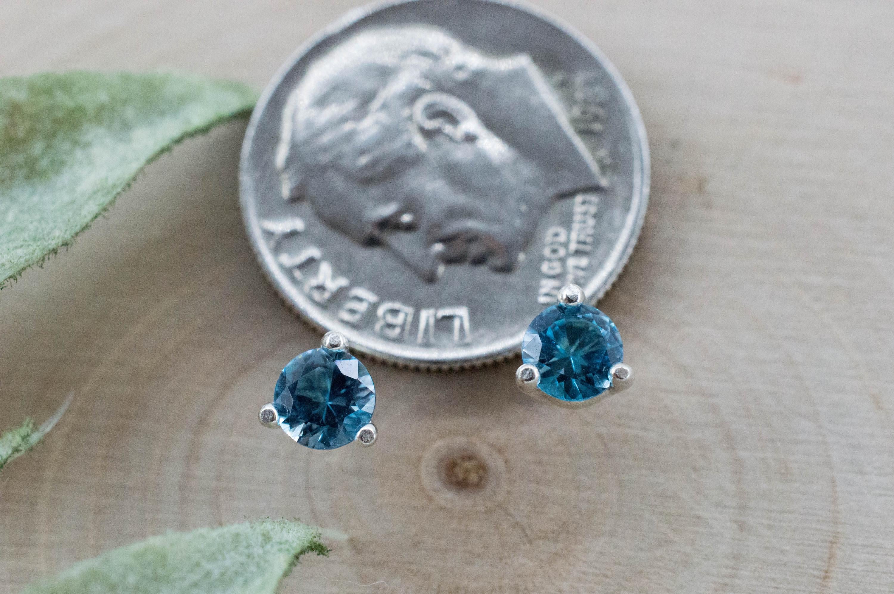 Blue Topaz Earrings; Natural Brazil Topaz; 0.550cts - Mark Oliver Gems