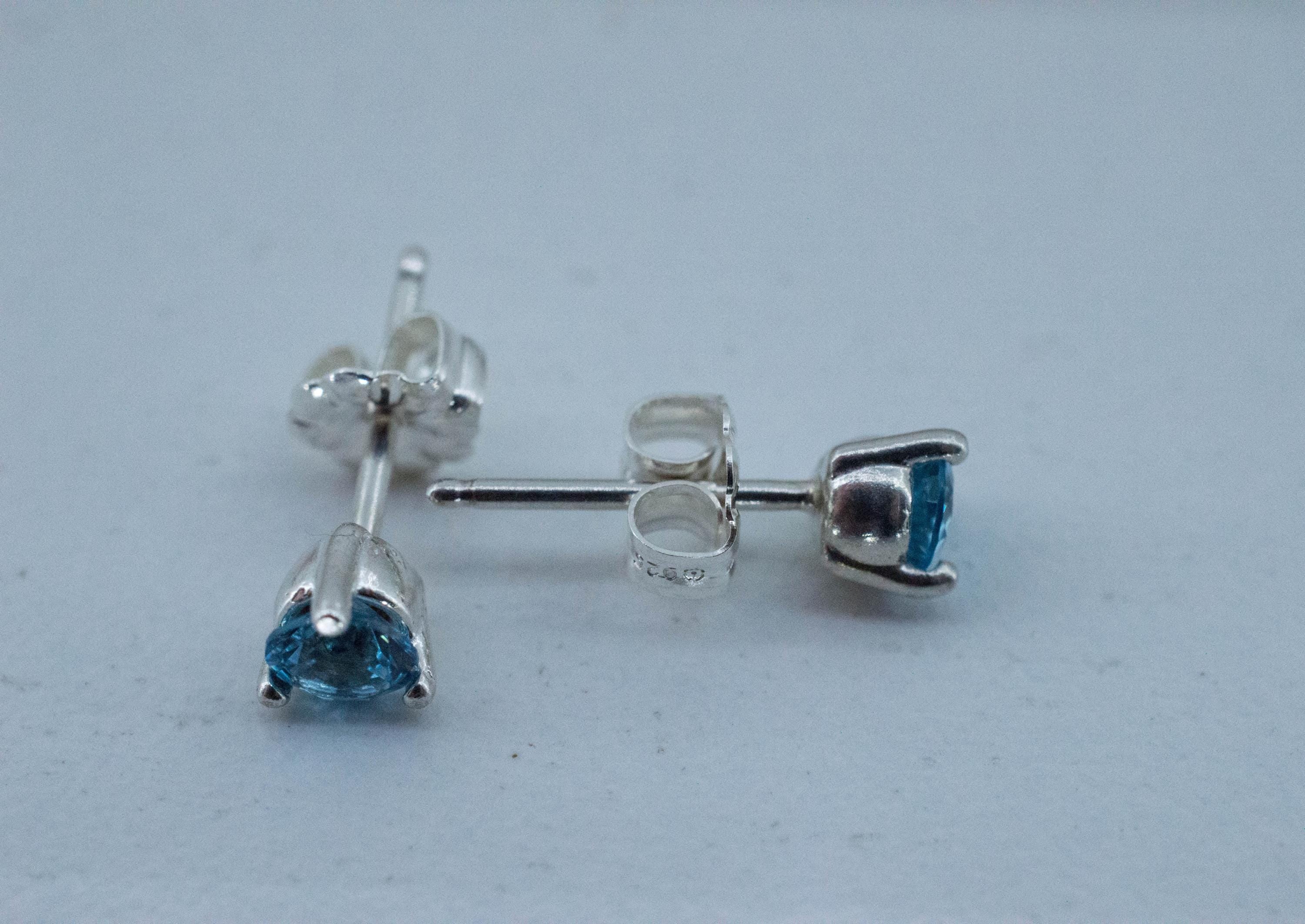 Blue Topaz Earrings; Natural Brazil Topaz; 0.550cts - Mark Oliver Gems